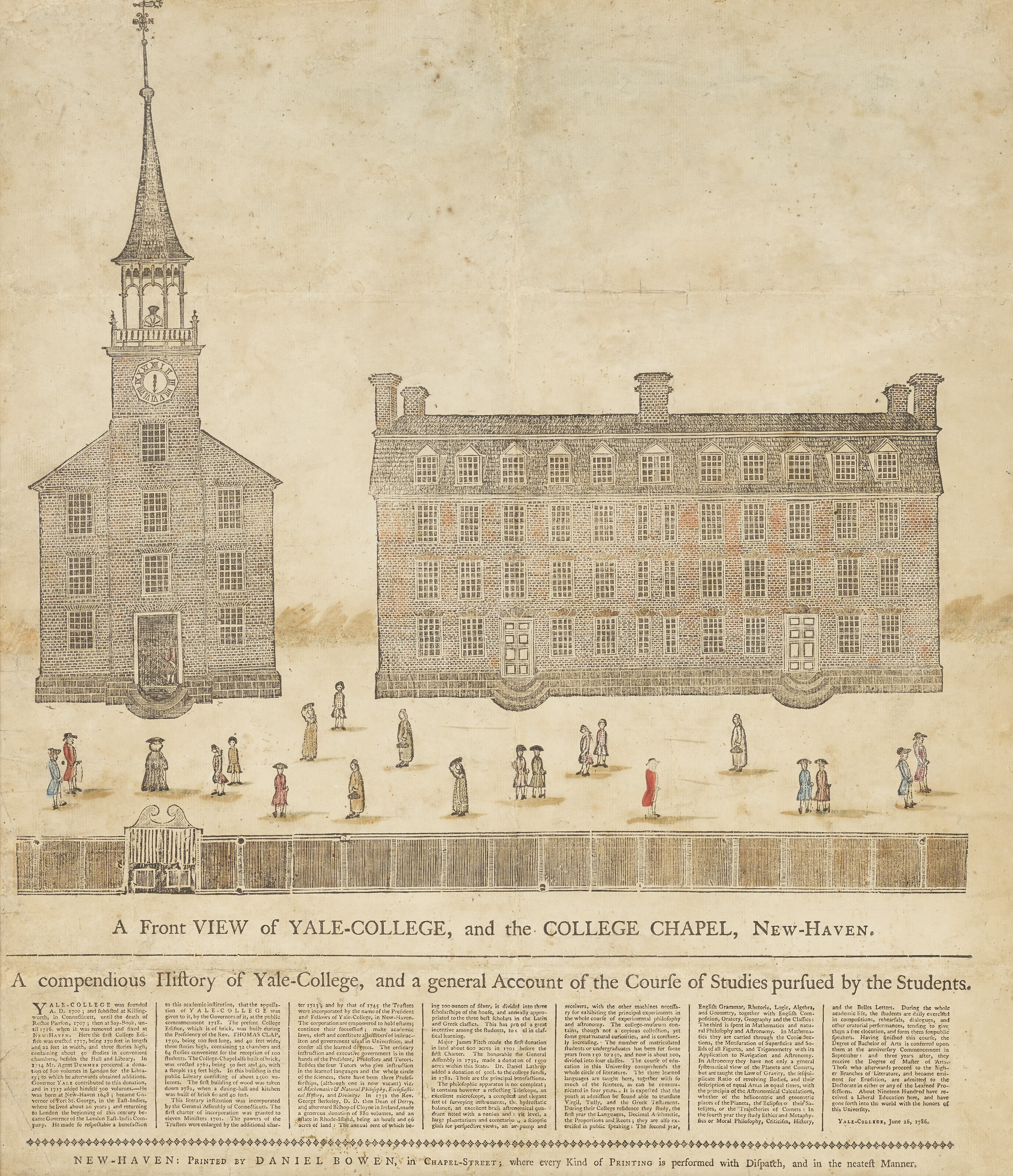 YALE A PORTRAIT イェール大学 写真集 Dunwell y186 A Front View of Yale-College, Daniel Bowen, 1786 | Christie's