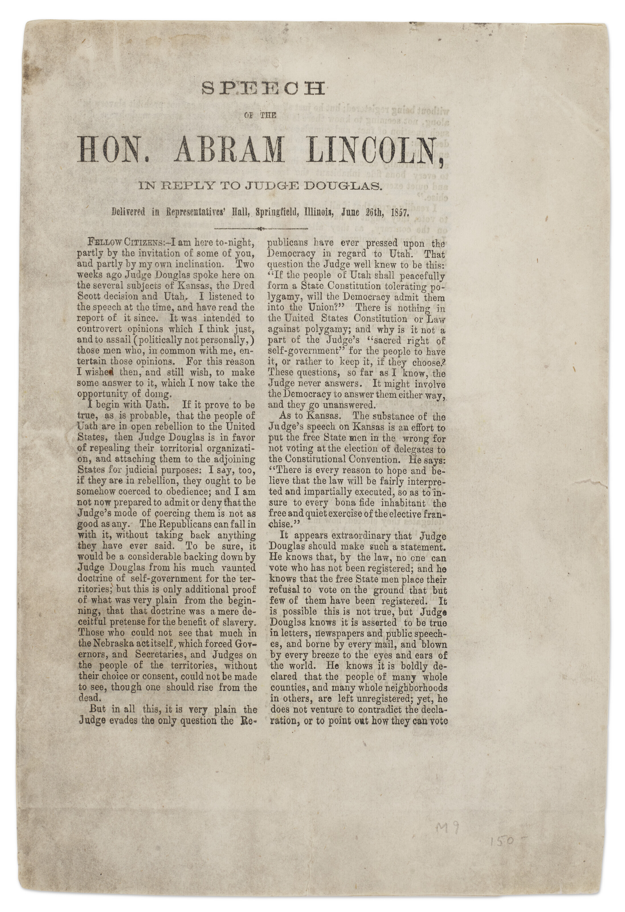 On the Dred Scott decision, Abraham Lincoln, 1857 | Christie's