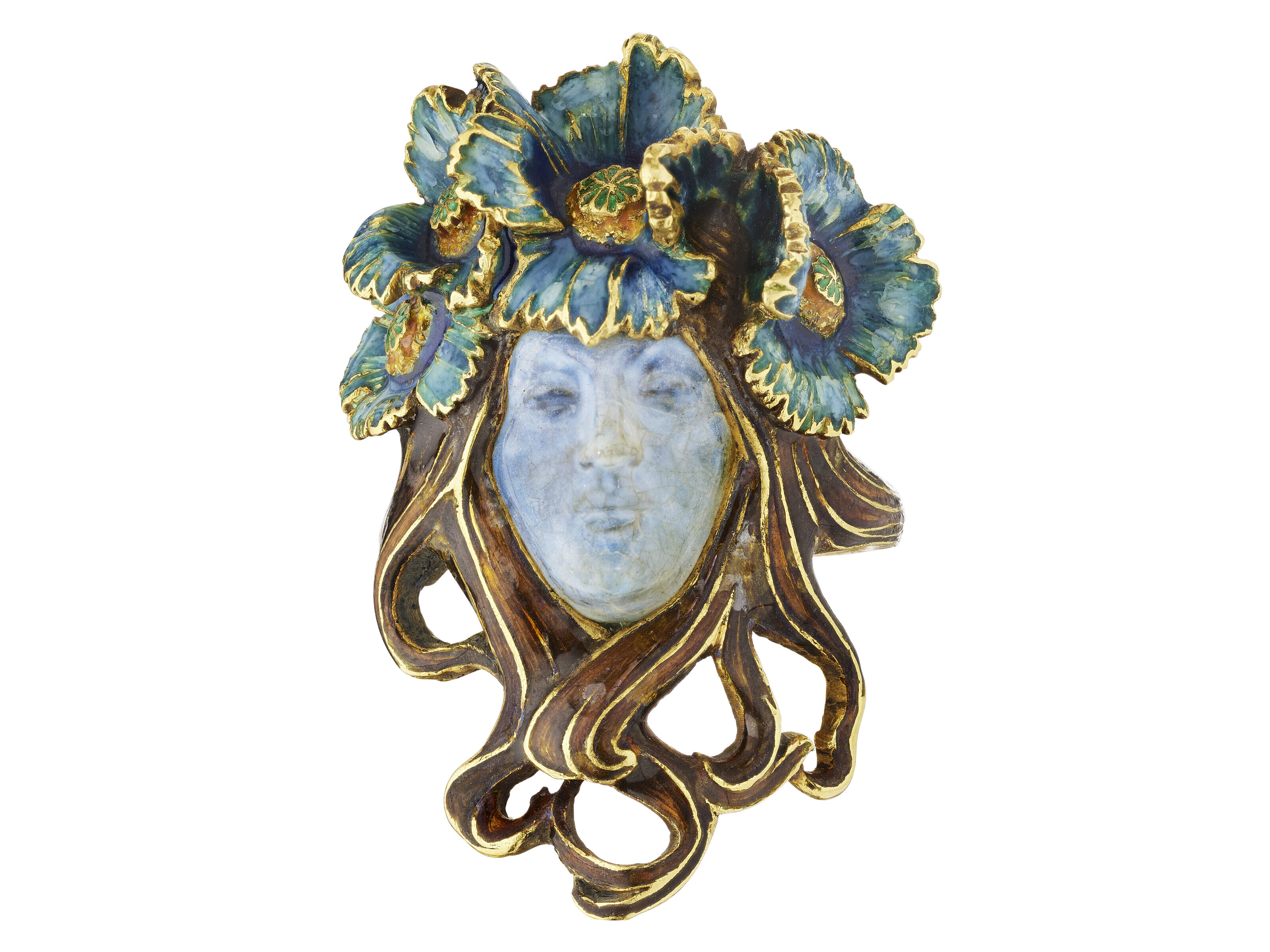 RENÉ LALIQUE ART NOUVEAU GLASS AND ENAMEL RING | Christie's