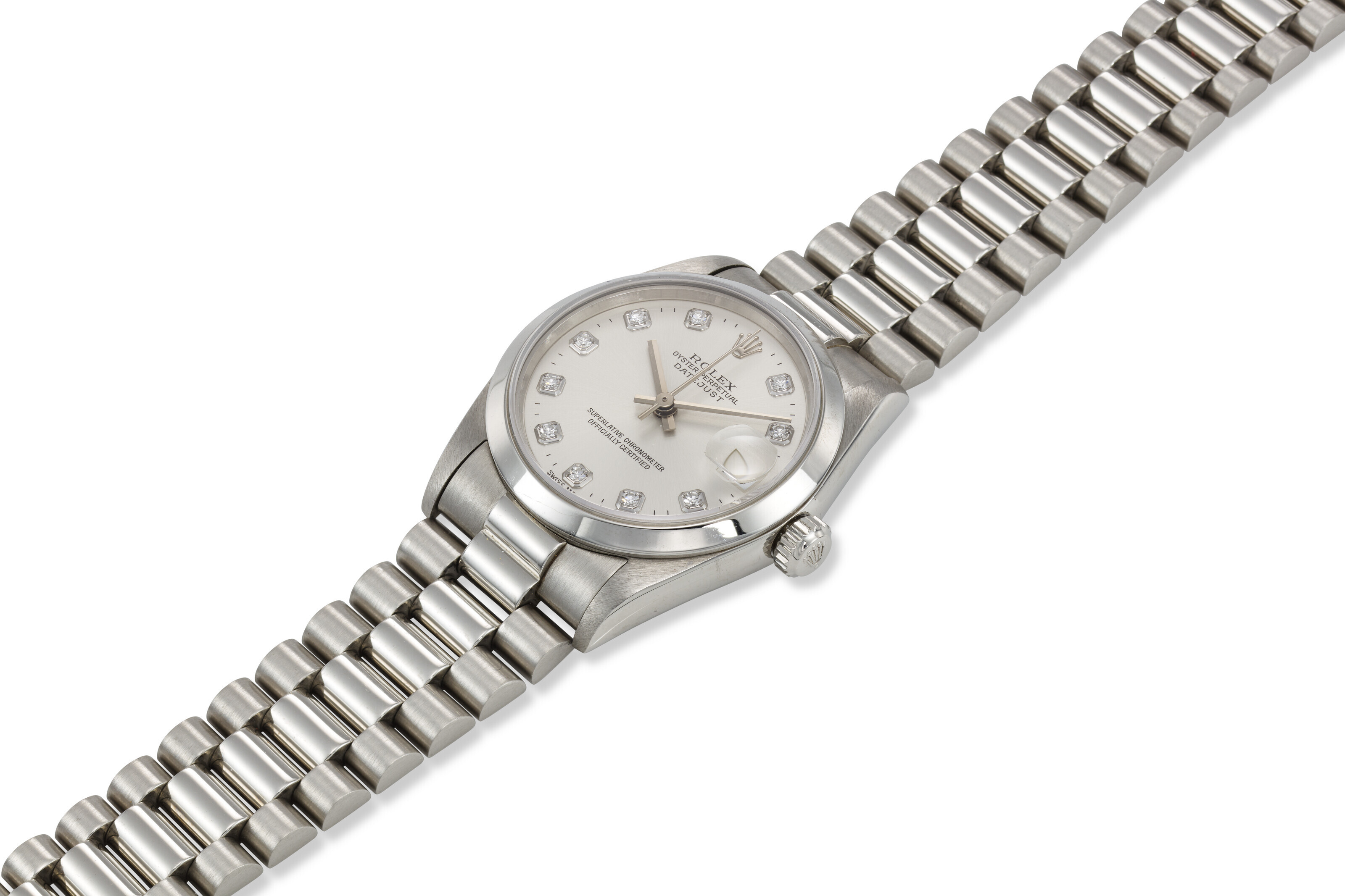 ROLEX, REF. 68246, DATEJUST, A PLATINUM WRISTWATCH WITH DIAMOND