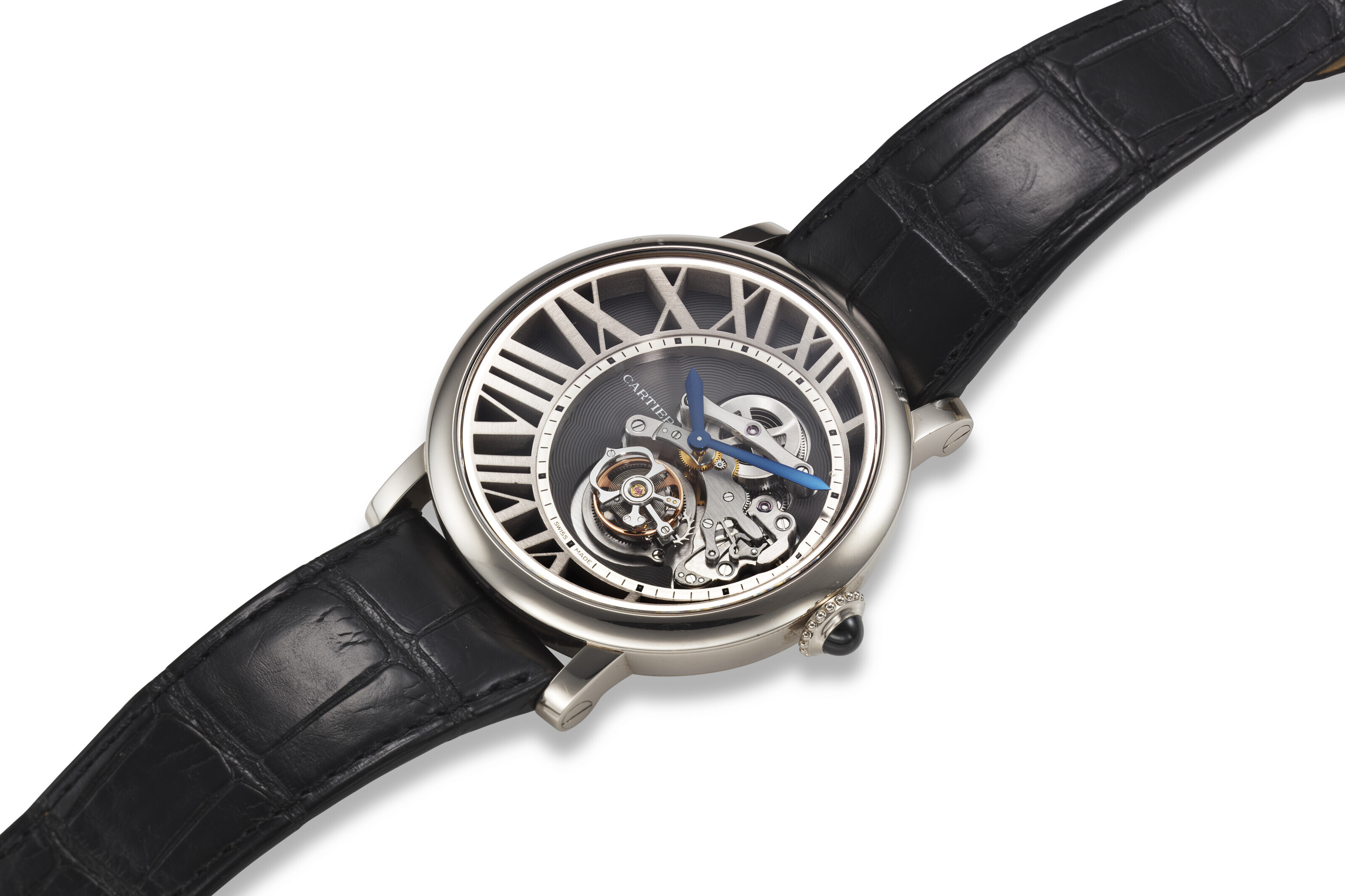 Rotonde de cartier flying clearance tourbillon reversed dial watch