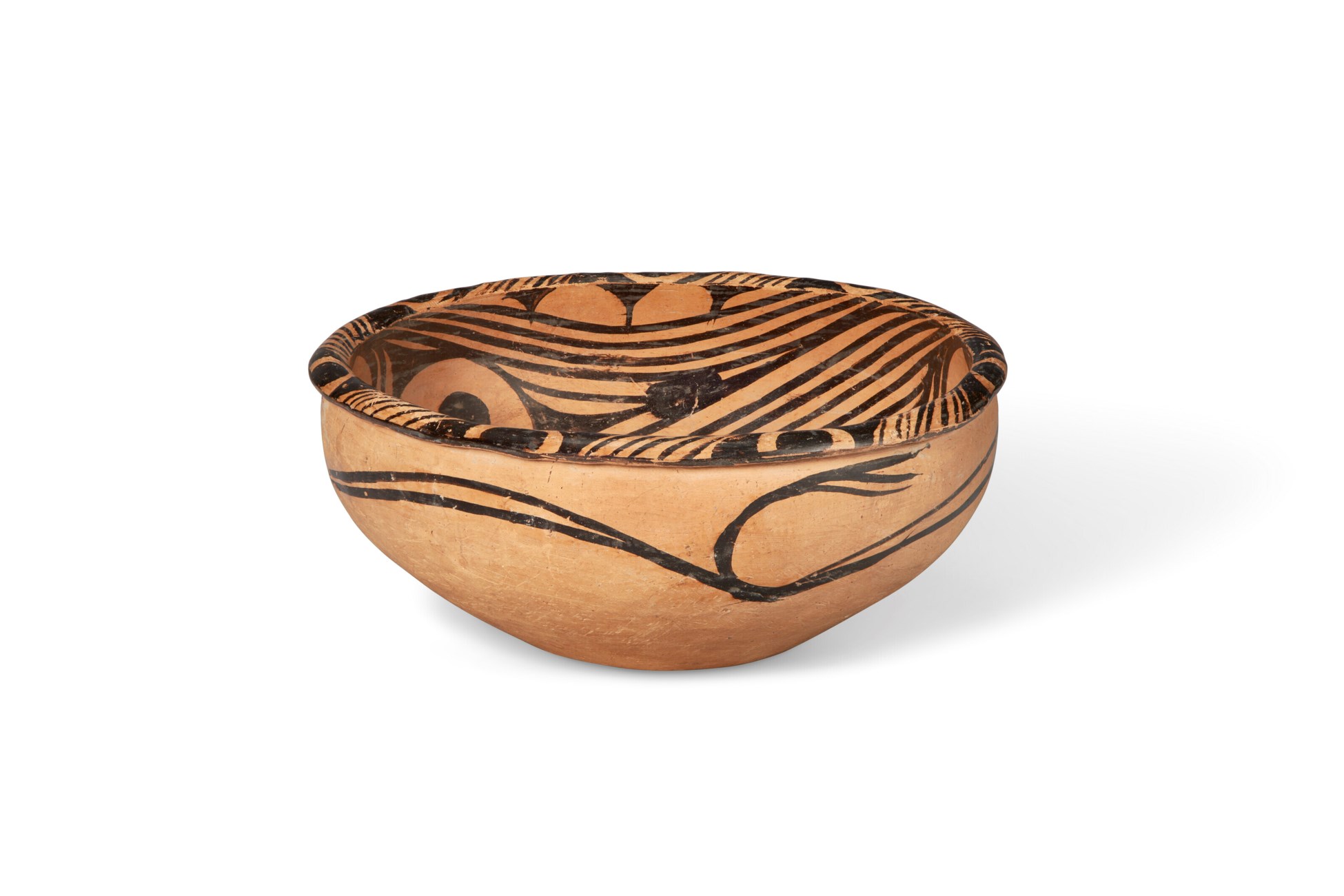 A RARE PAINTED POTTERY BASIN, NEOLITHIC PERIOD, MAJIAYAO CULTURE