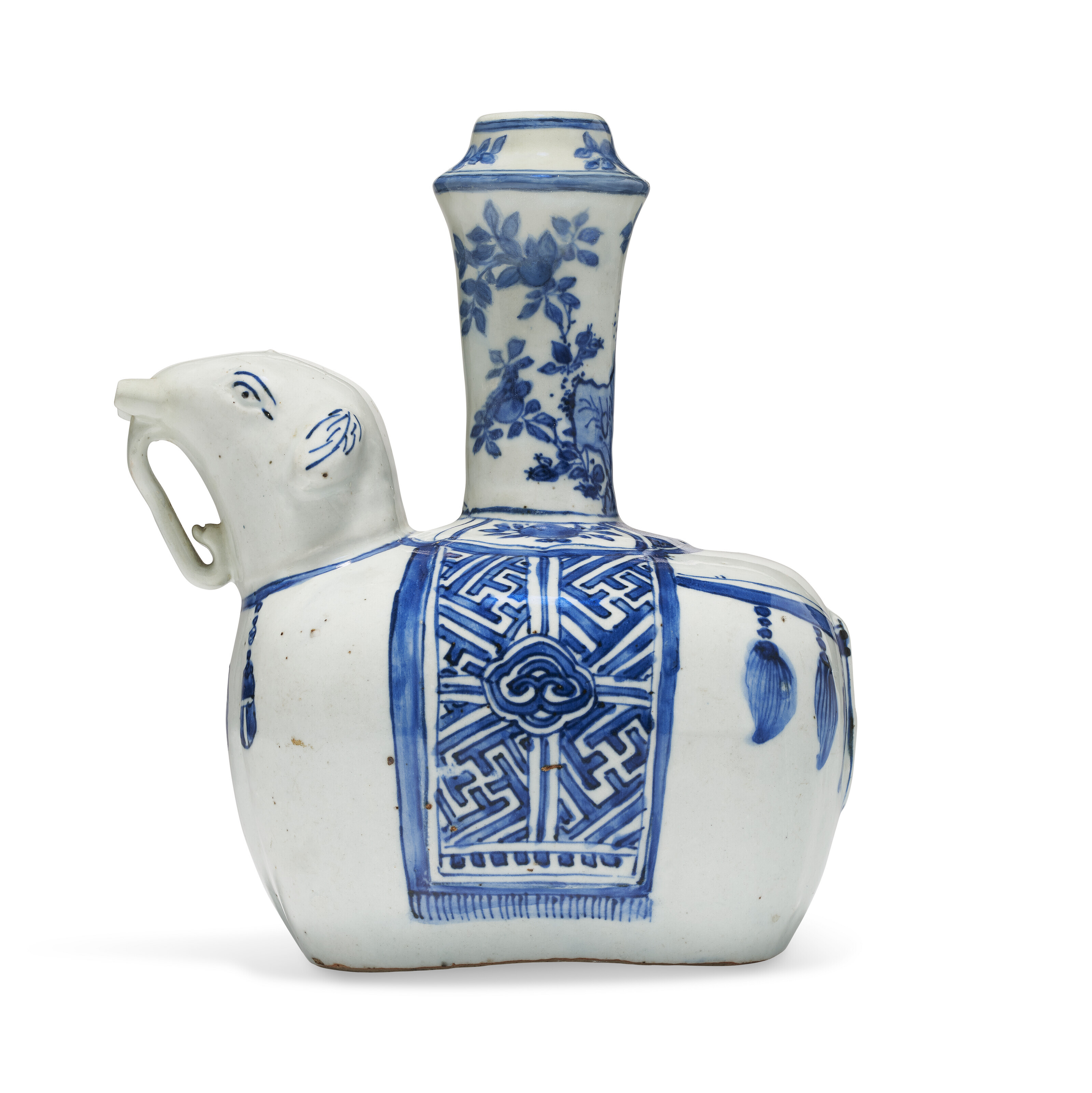 A BLUE AND WHITE ELEPHANT-FORM KENDI, WANLI PERIOD (1573