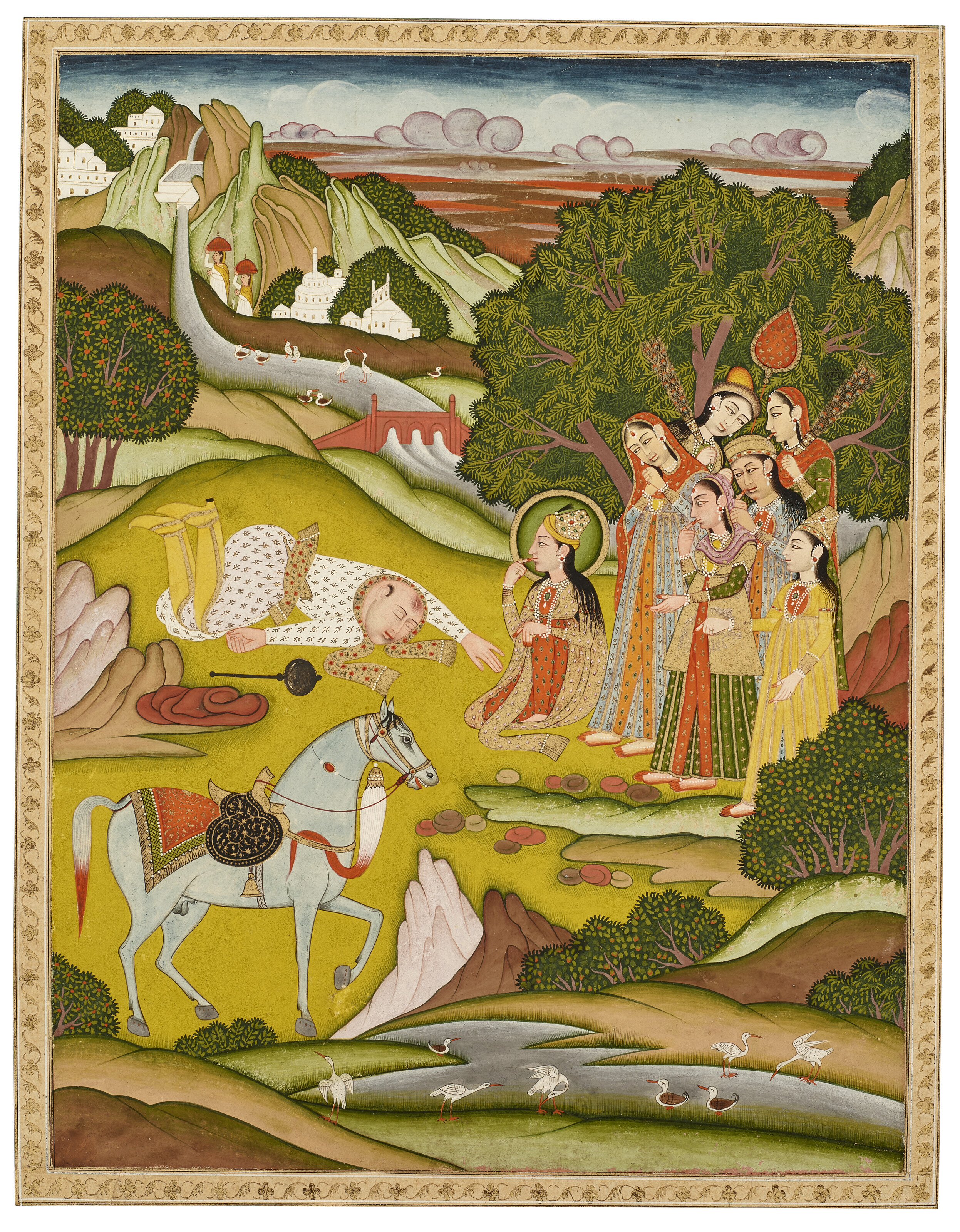 AN ILLUSTRATION FROM A BARAMASA SERIES: THE MONTH OF PHAGUN, INDIA