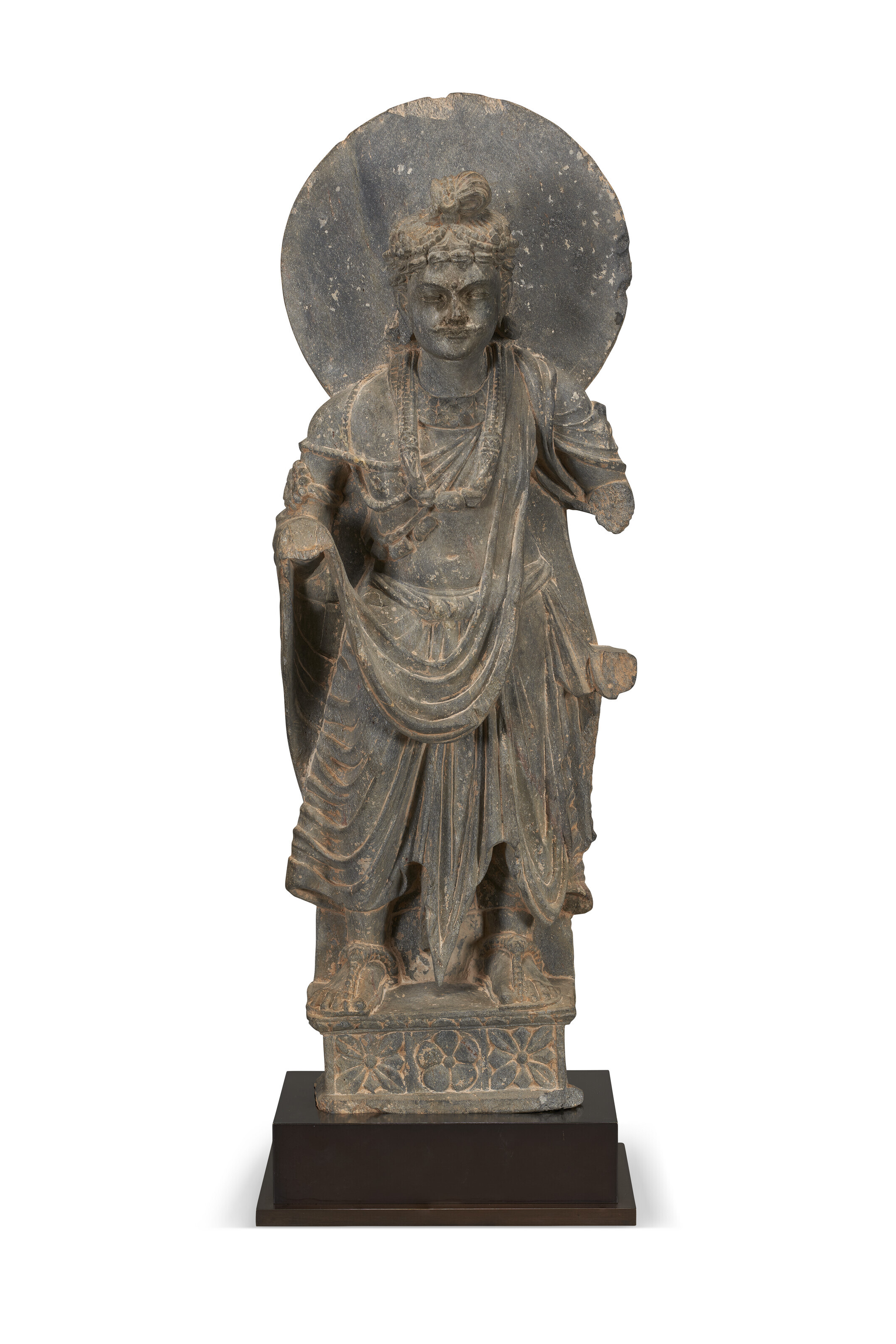 A GREY SCHIST FIGURE OF A BODHISATTVA, ANCIENT REGION OF GANDHARA, 3RD ...