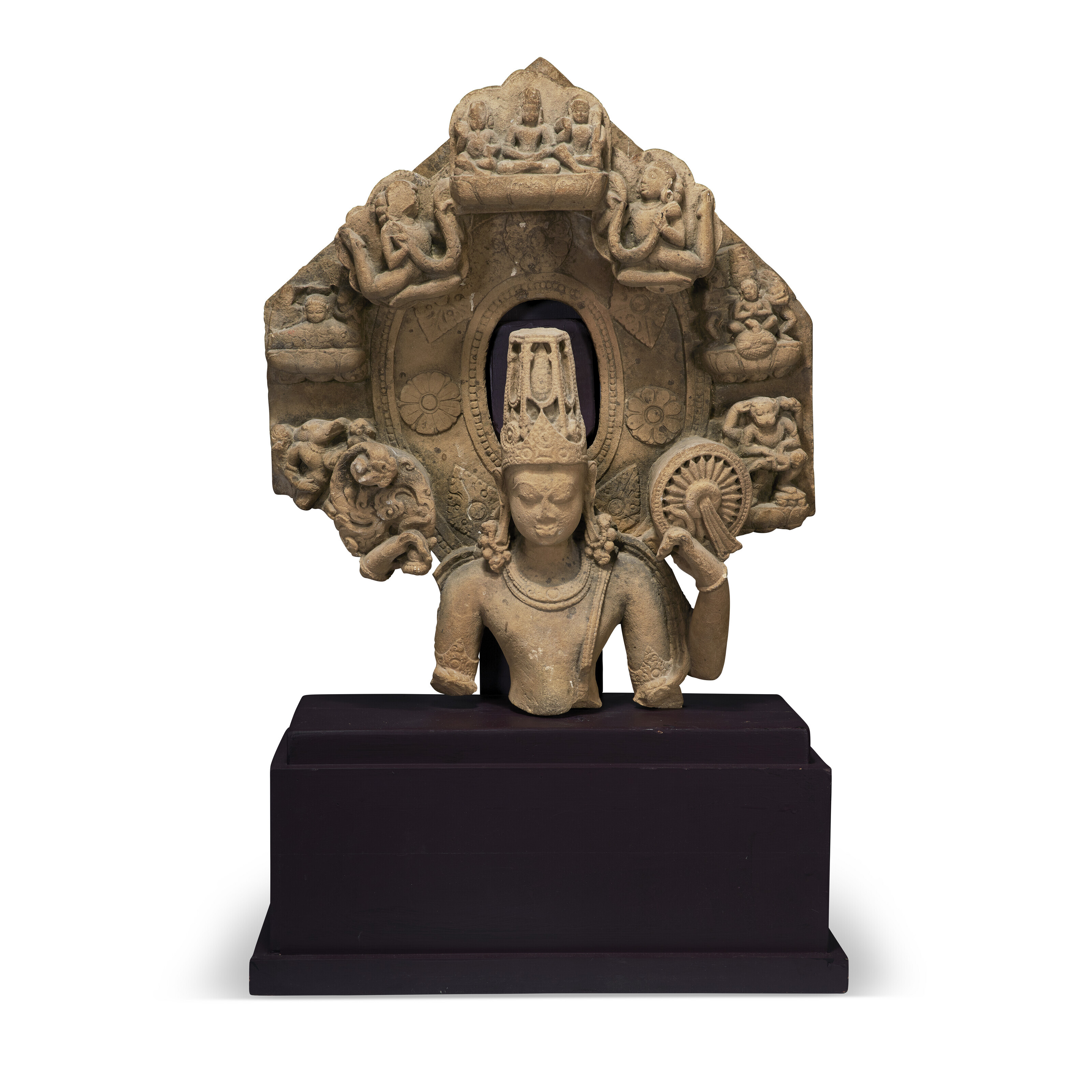 A BUFF SANDSTONE BUST OF VISHNU, INDIA, RAJASTHAN OR UTTAR PRADESH ...