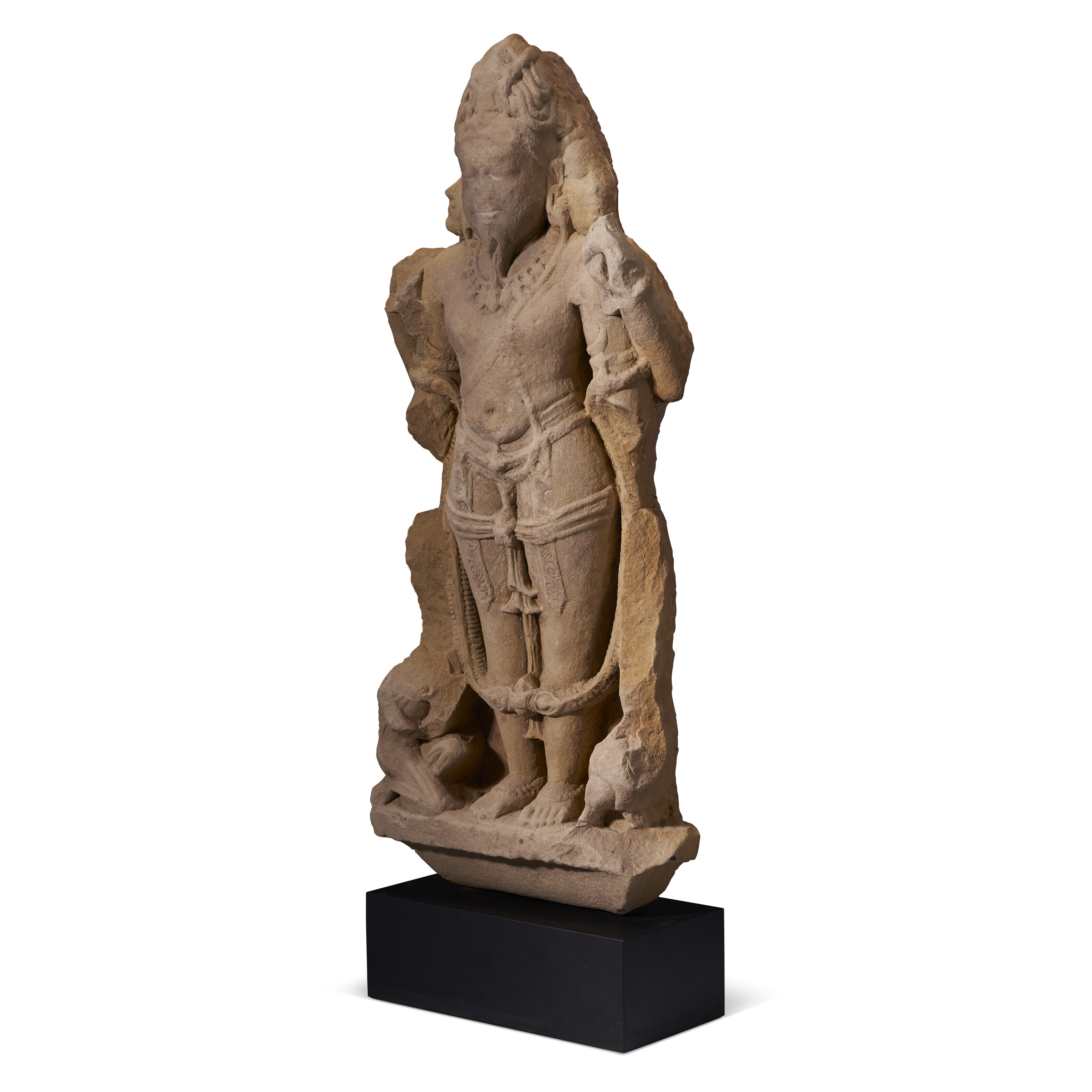 A BUFF SANDSTONE FIGURE OF BRAHMA, INDIA, RAJASTHAN OR UTTAR 