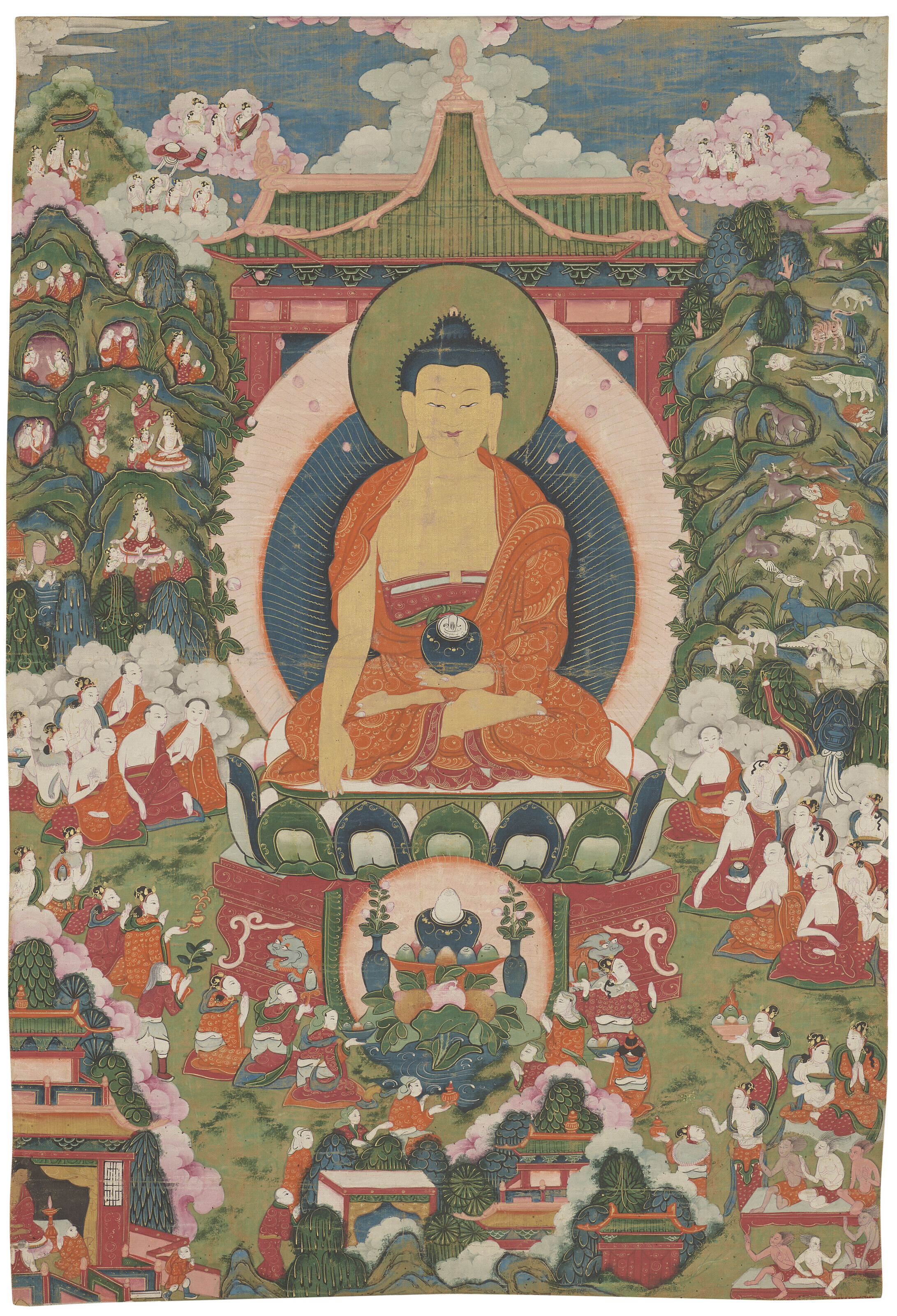 A PAINTING OF BUDDHA SHAKYAMUNI, CHINA, CHENGDE, LATE 18TH CENTURY