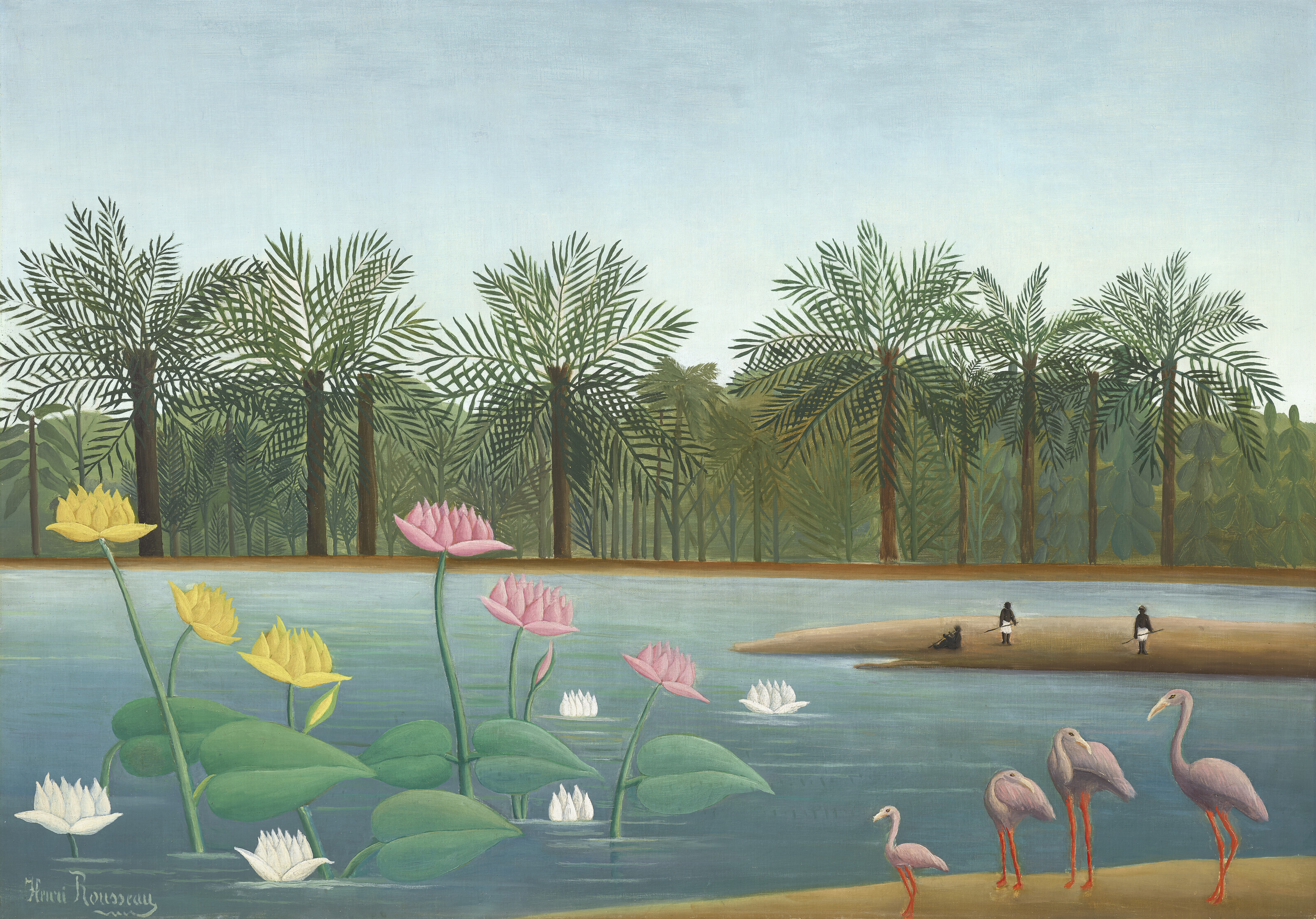 Henri 'Le Douanier' Rousseau (1844-1910), Les Flamants, 1910. Oil on canvas. 44 ⅞ x 63 &frac14; in (113.8 x 162 cm). Sold for $43,535,000 in 20th Century Evening Sale on 11 May 2023 at Christie's in New York