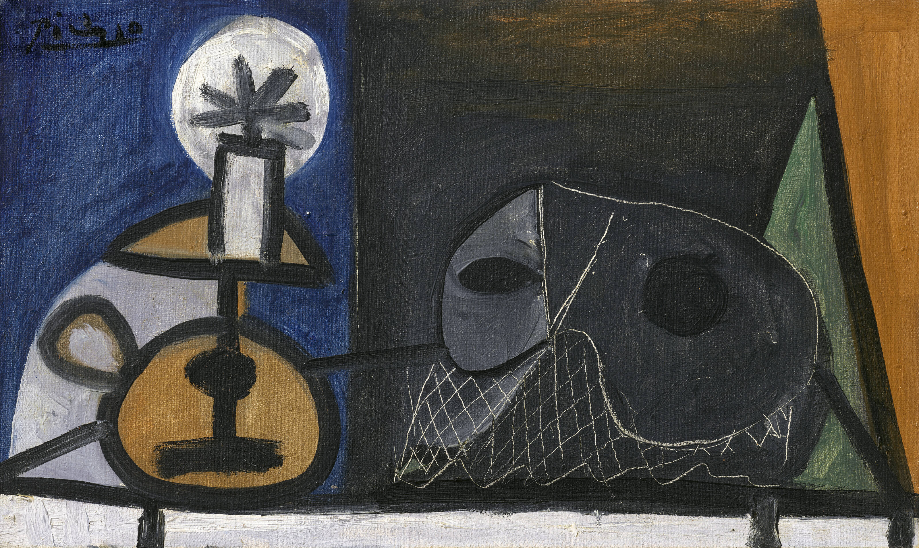 Pablo Picasso (1881-1973), Bougie et Masque, 1943. Oil on canvas. 13 x 21&frac34; in (33 x 55.2 cm). Estimate: $1,500,000-2,500,000. Offered in 20th Century Evening Sale on 11 May 2023 at Christie's in New York