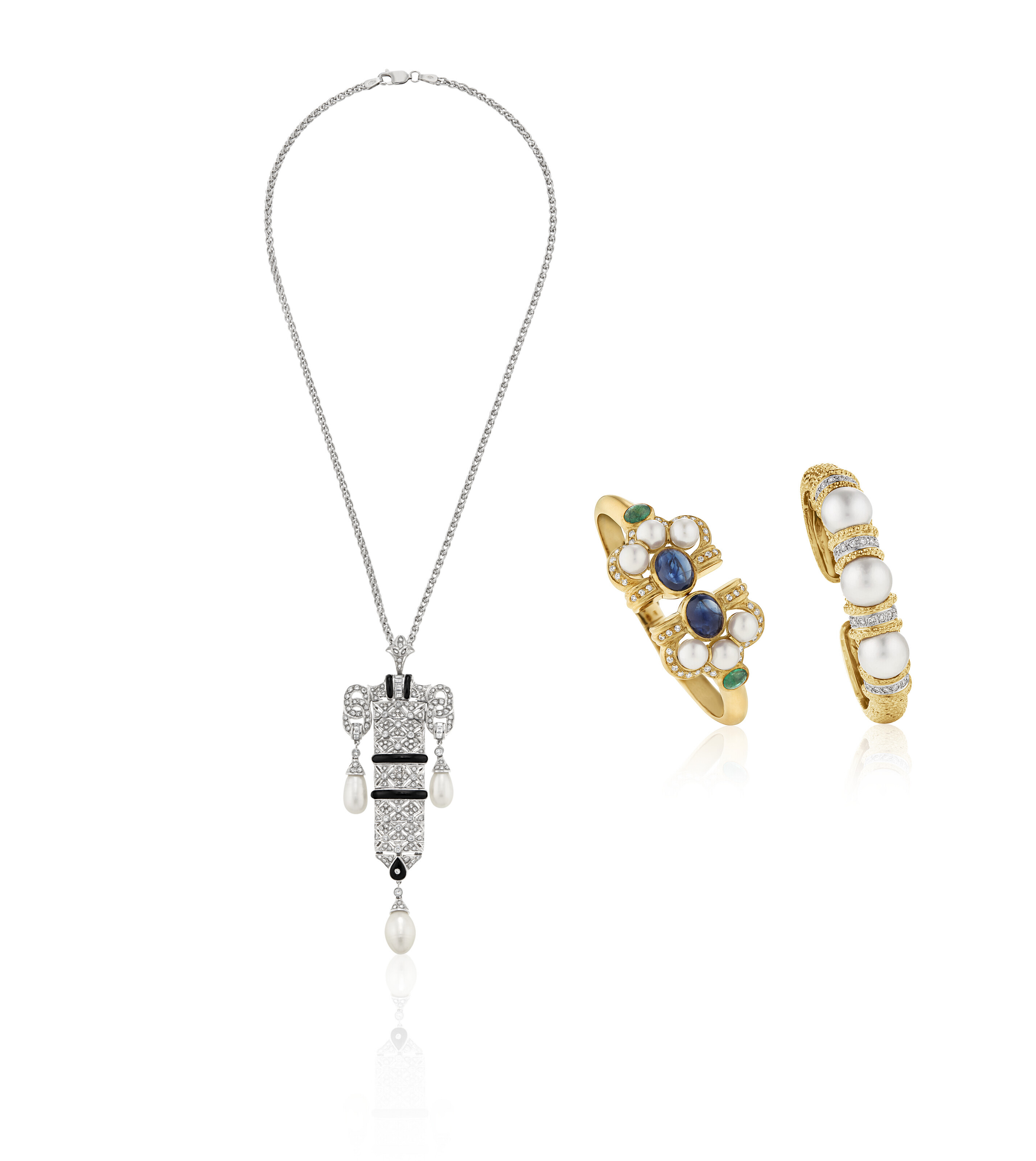 NO RESERVE GROUP OF CULTURED PEARL, DIAMOND AND MULTIGEM JEWELRY