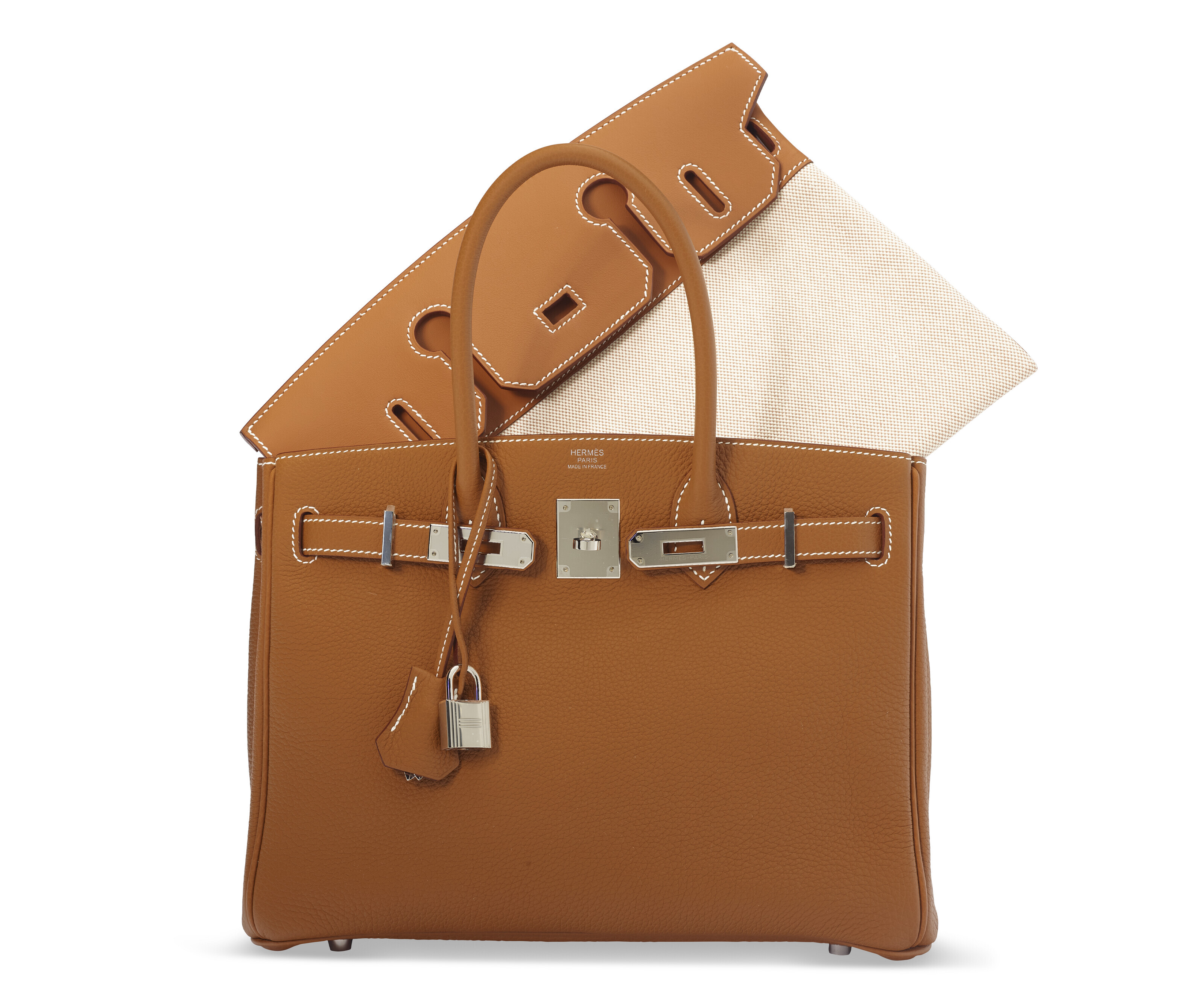 A LIMITED EDITION GOLD TOGO SWIFT LEATHER AND TOILE H CANVAS 3 IN 1 BIRKIN 30 WITH PALLADIUM HARDWARE HERMES 2022 Christie s