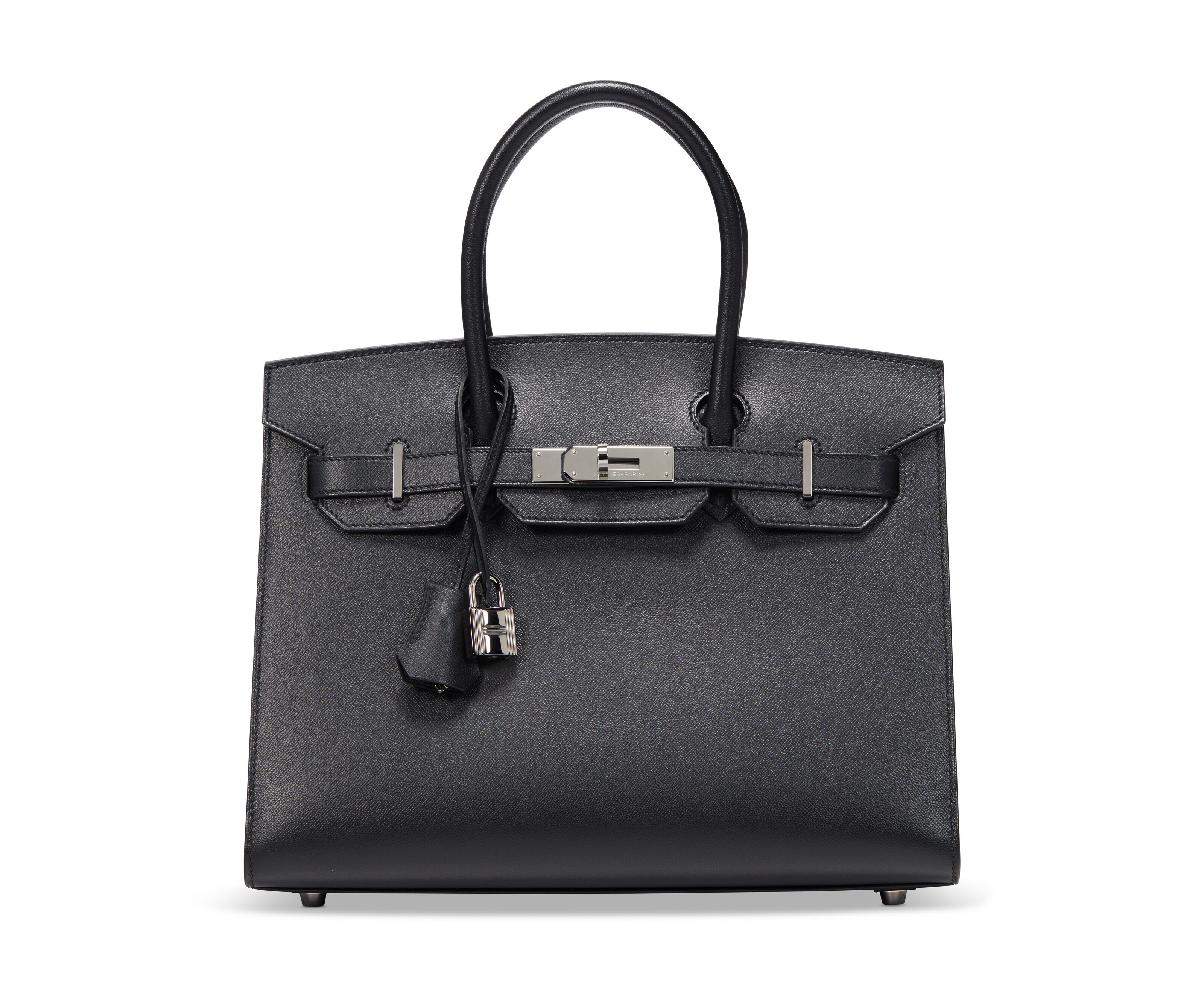 A BLACK MADAME LEATHER SELLIER BIRKIN 30 WITH PALLADIUM HARDWARE