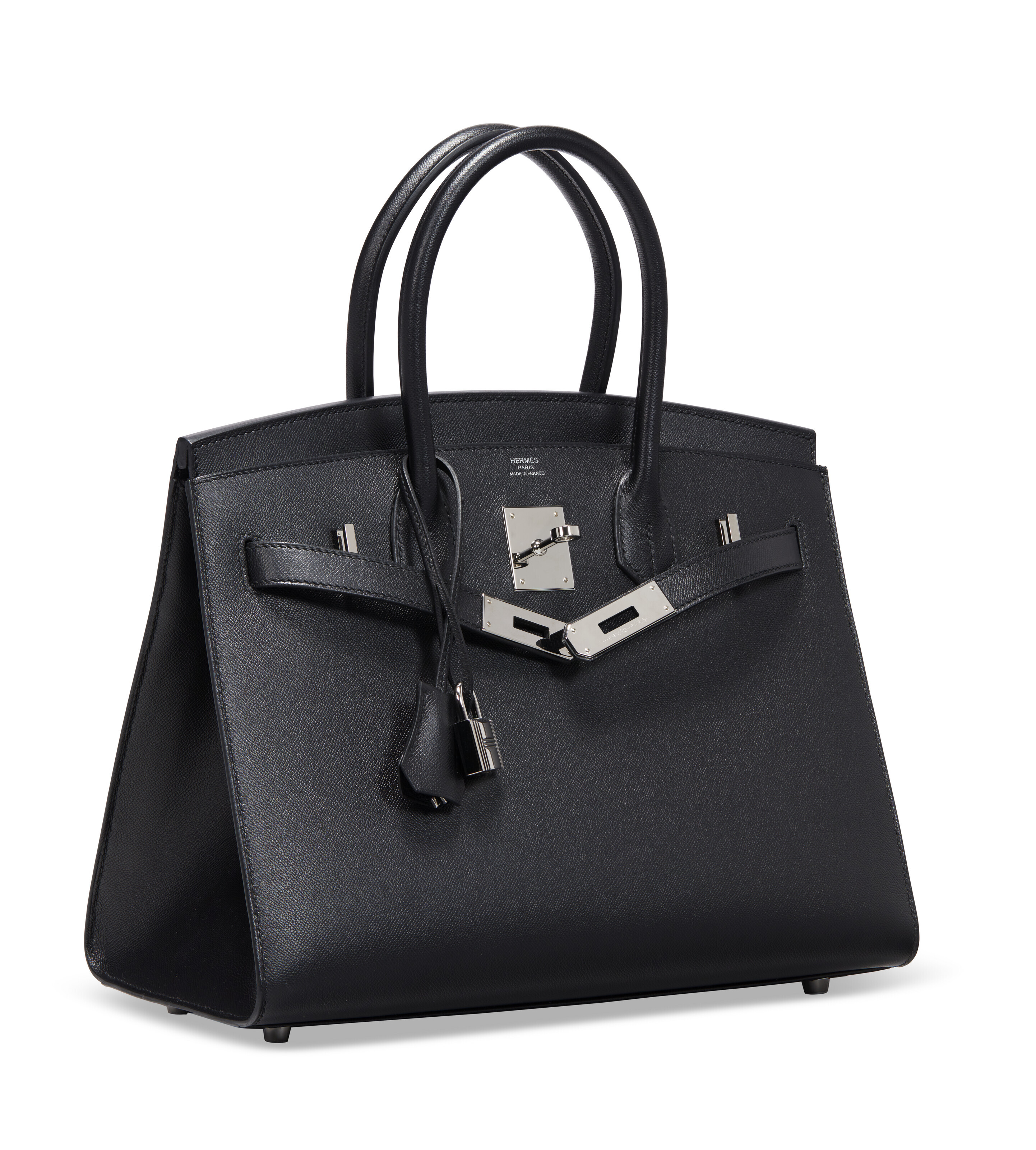 A BLACK MADAME LEATHER SELLIER BIRKIN 30 WITH PALLADIUM HARDWARE