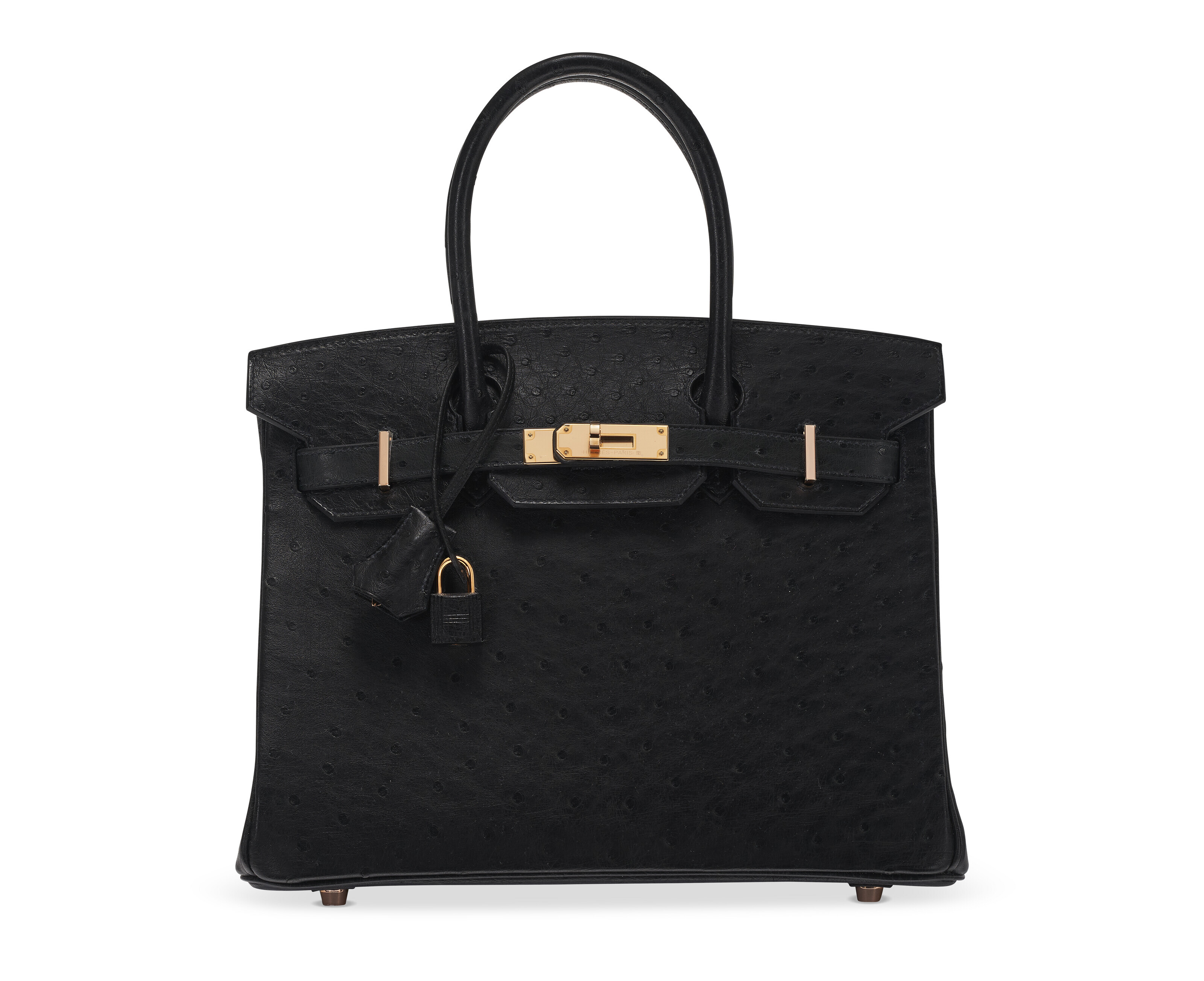 A BLACK OSTRICH BIRKIN 30 WITH ROSE GOLD HARDWARE HERMES 2021 Christie s