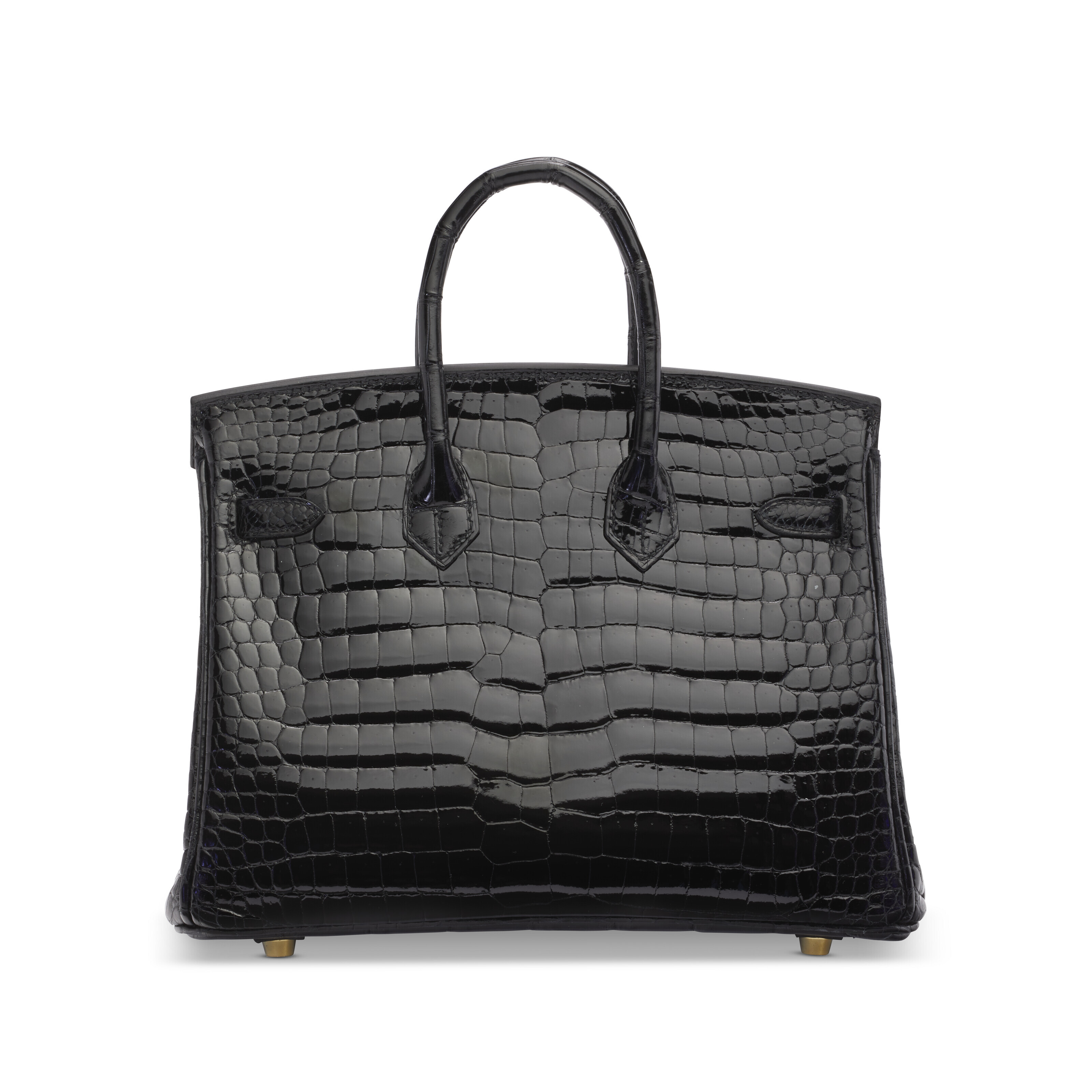 A SHINY BLACK POROSUS CROCODILE BIRKIN 25 WITH GOLD HARDWARE