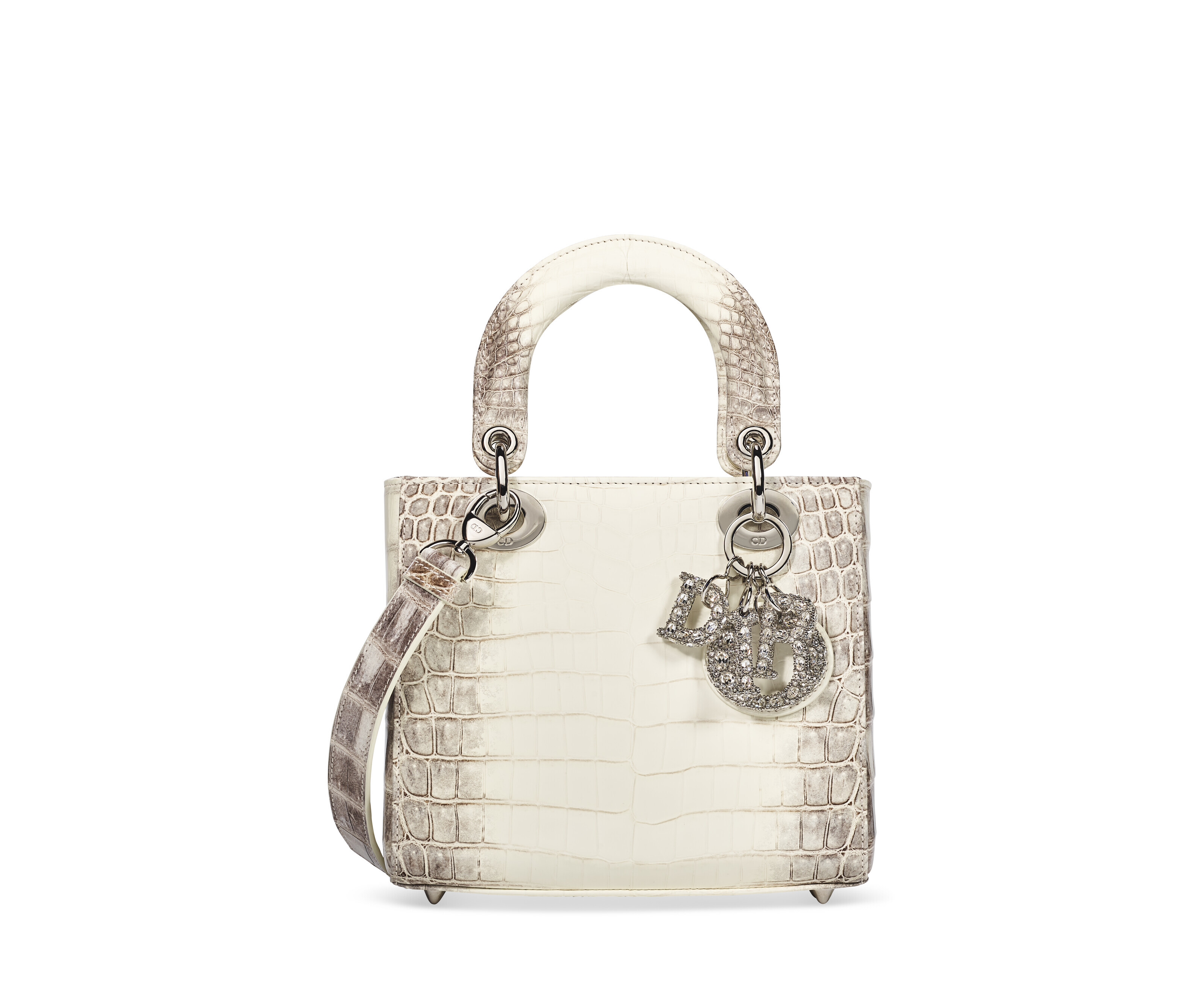 Christian Dior Pattern Print, White 2023 Himalayan Crocodile Small Lady Bag