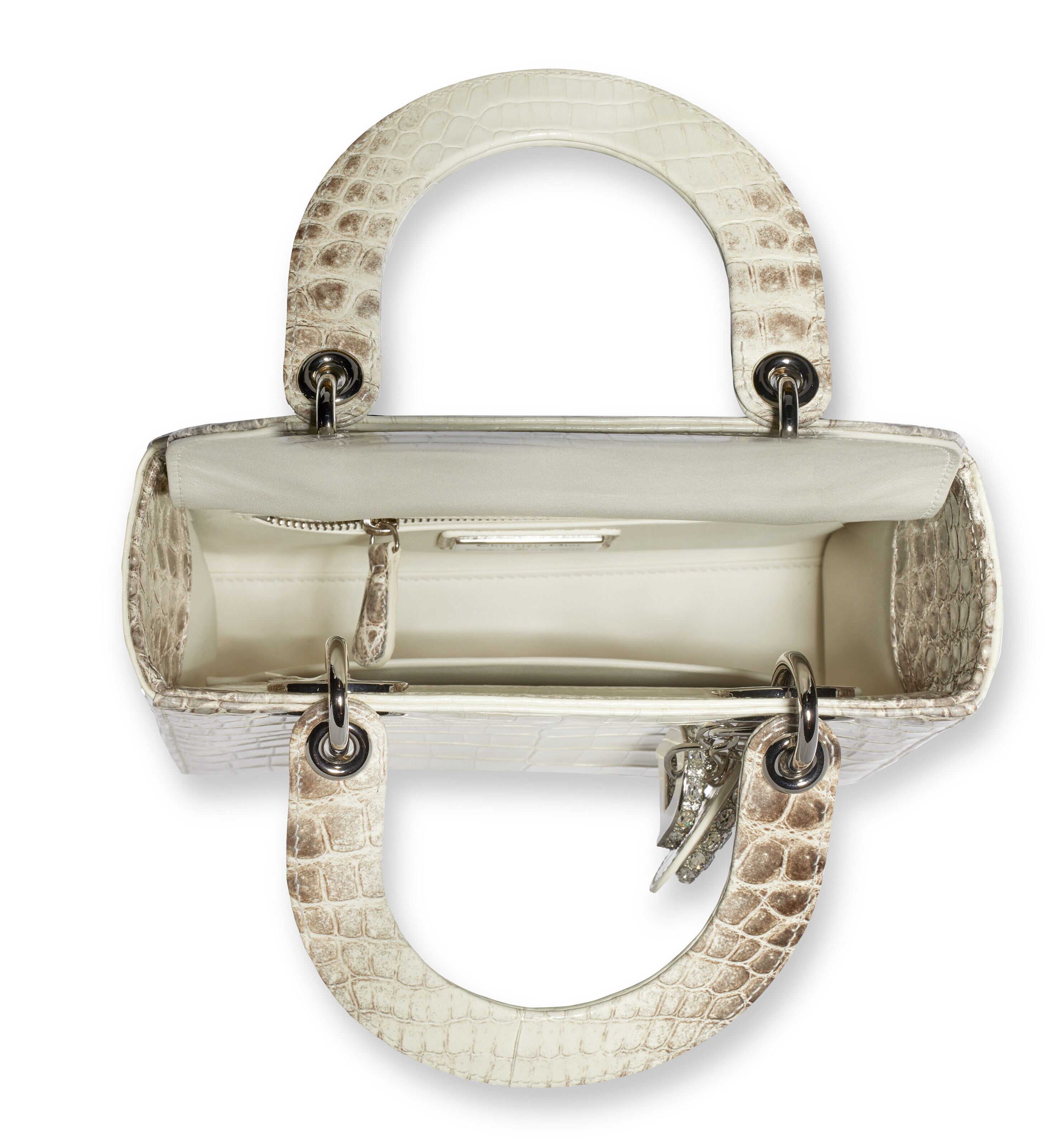 A COUTURE MAROQUINERIE WHITE NILOTICUS CROCODILE HIMALAYA LADY DIOR BAG WITH SILVER CRYSTAL HARDWARE DIOR 2021 Christie s
