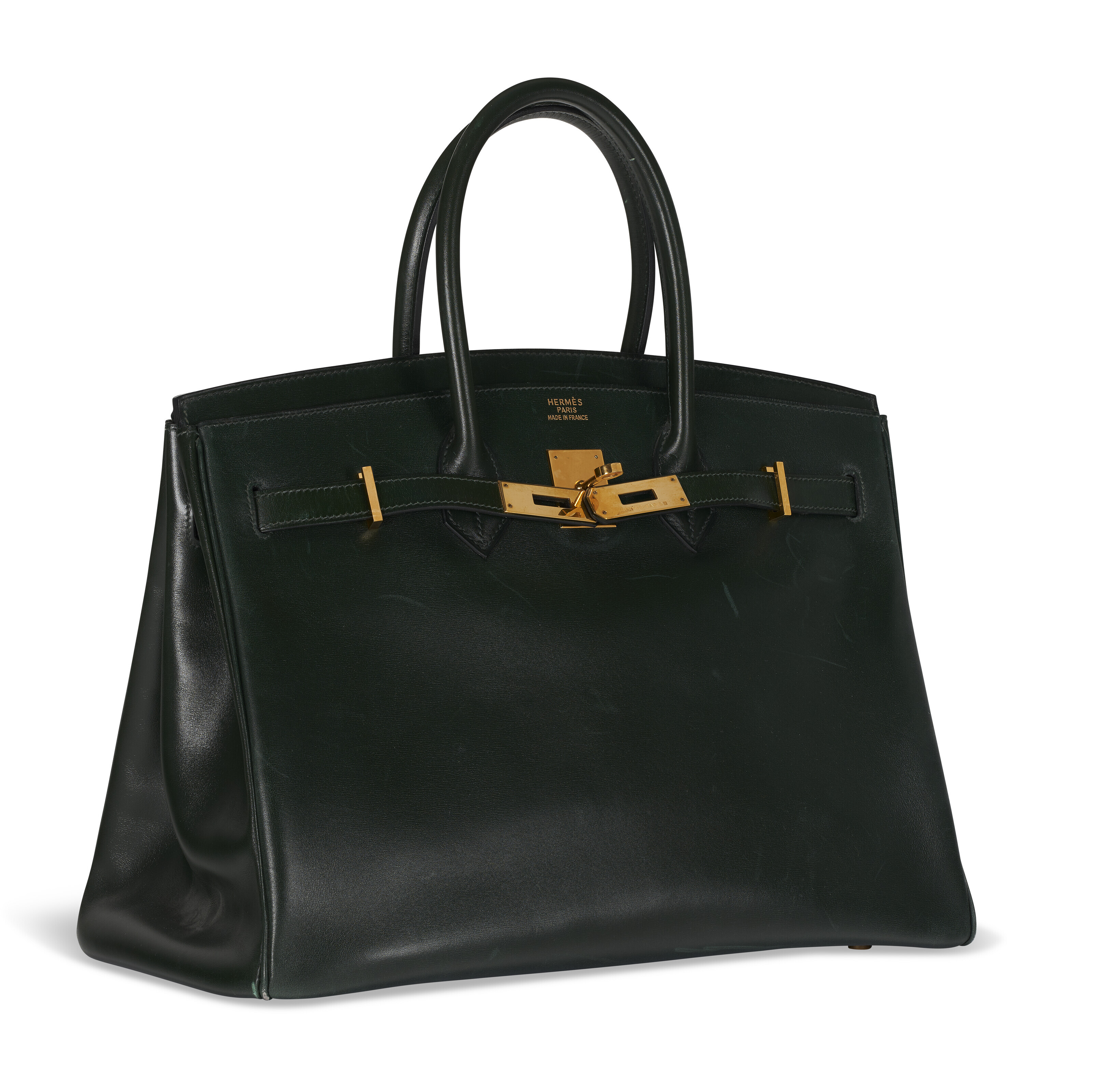 A VERT FONCÉ CALF BOX LEATHER BIRKIN 35 WITH GOLD HARDWARE