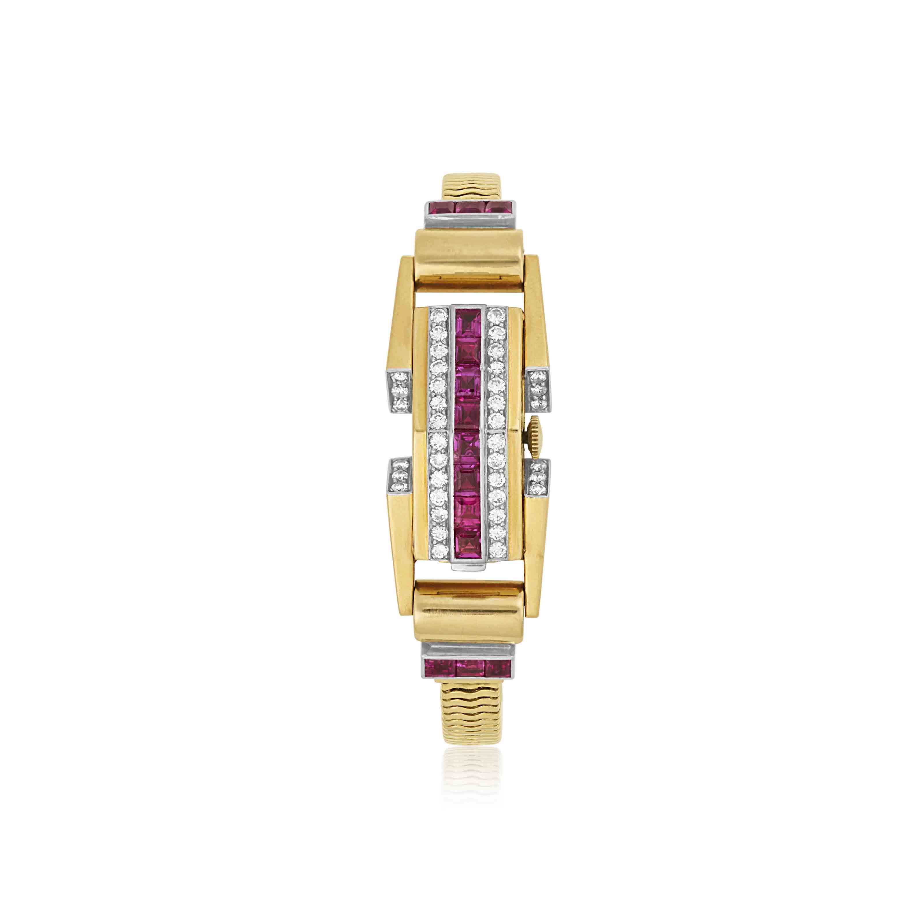 NO RESERVE | RETRO RUBY AND DIAMOND BRACELET WATCH, | Christie’s