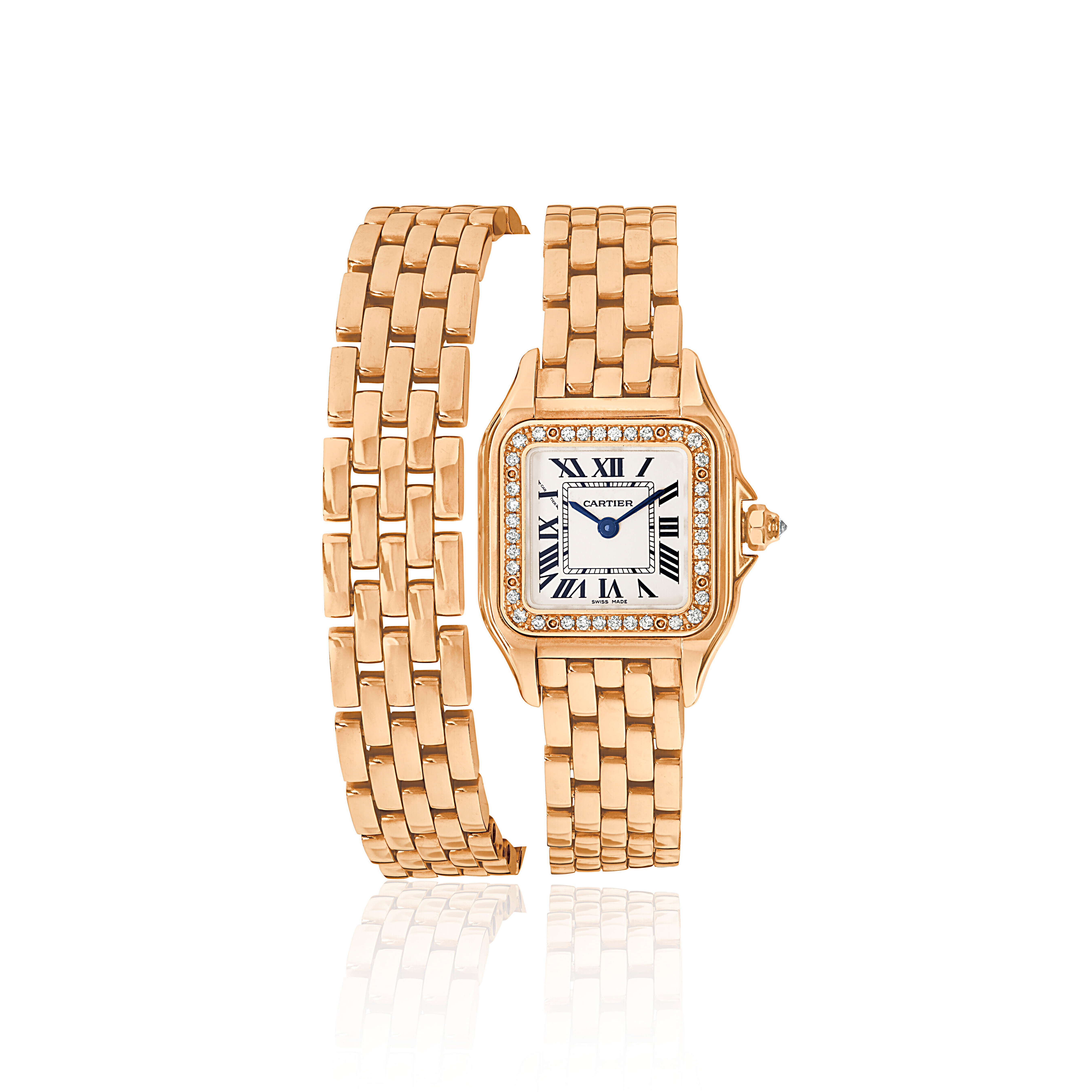 CARTIER ROSE GOLD AND DIAMOND PANTHERE DOUBLE WRAP WRISTWATCH