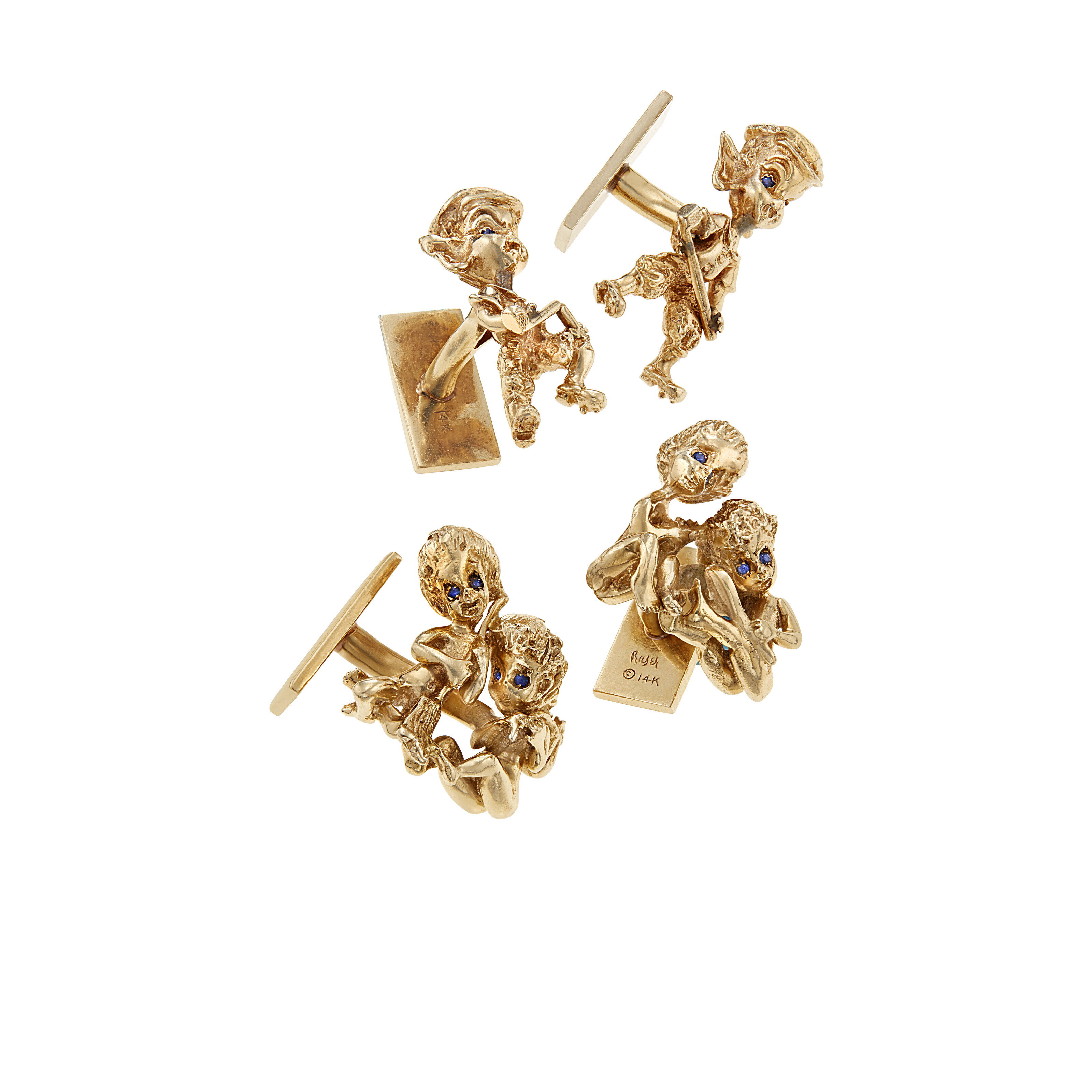 NO RESERVE | TWO PAIRS OF RUSER GOLD AND SAPPHIRE CUFFLINKS, | Christie’s