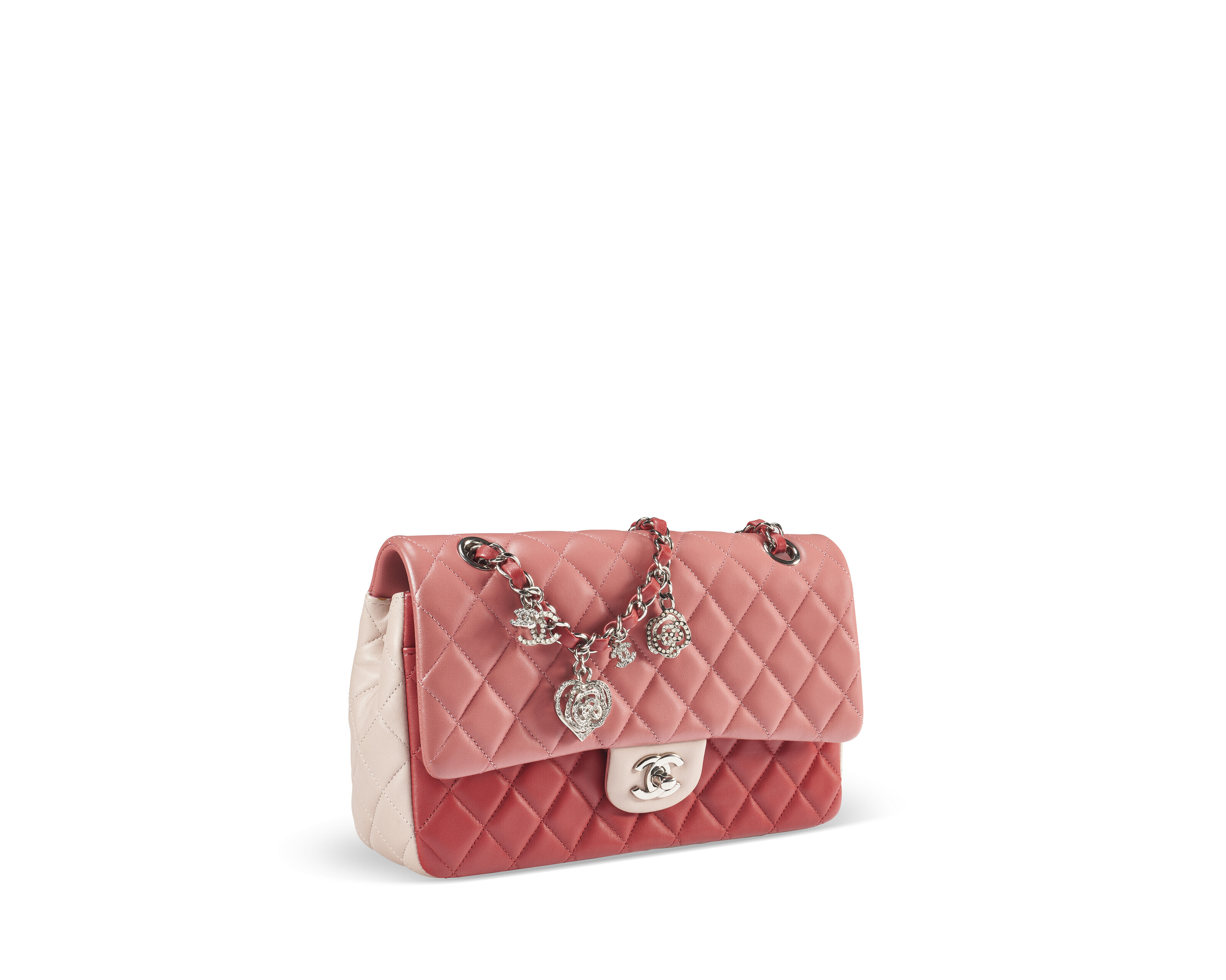 A LIMITED EDITION PINK TRI-COLOR LAMBSKIN LEATHER VALENTINE CHARMS