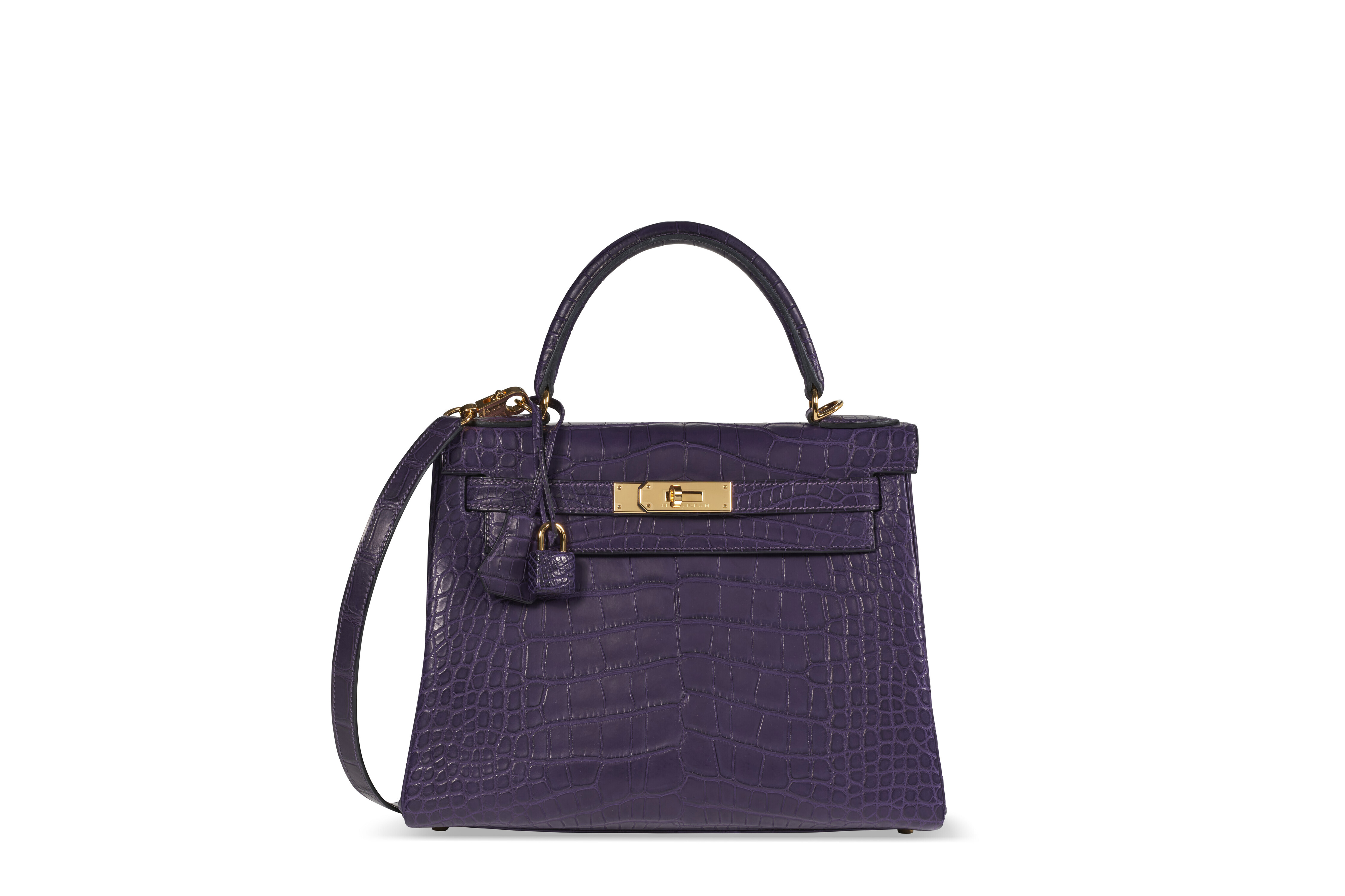 A RAISIN CLÉMENCE LEATHER RETOURNÉ KELLY 28 WITH PALLADIUM