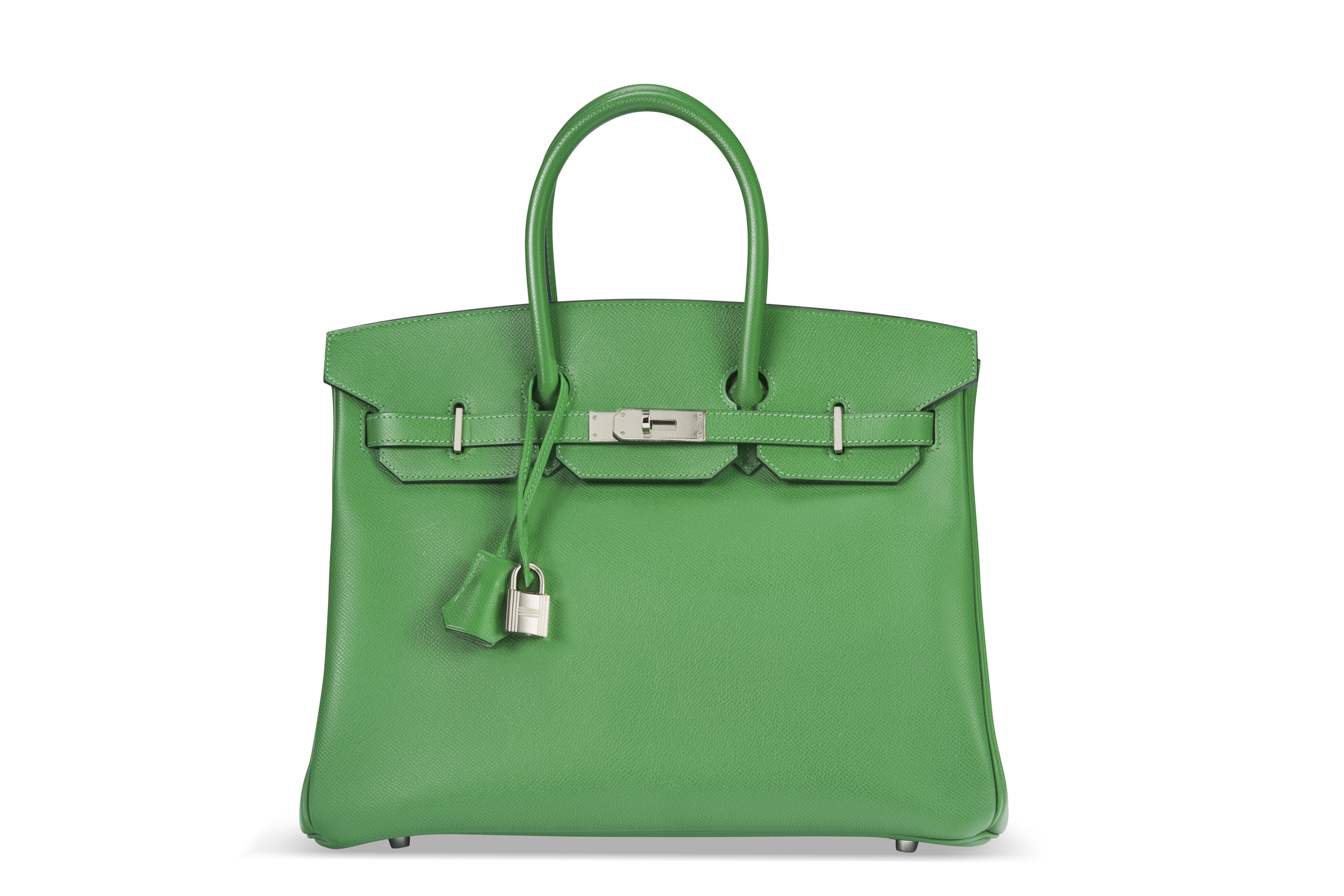 A MALACHITE CLÉMENCE LEATHER RETOURNÉ KELLY 32 WITH GOLD HARDWARE