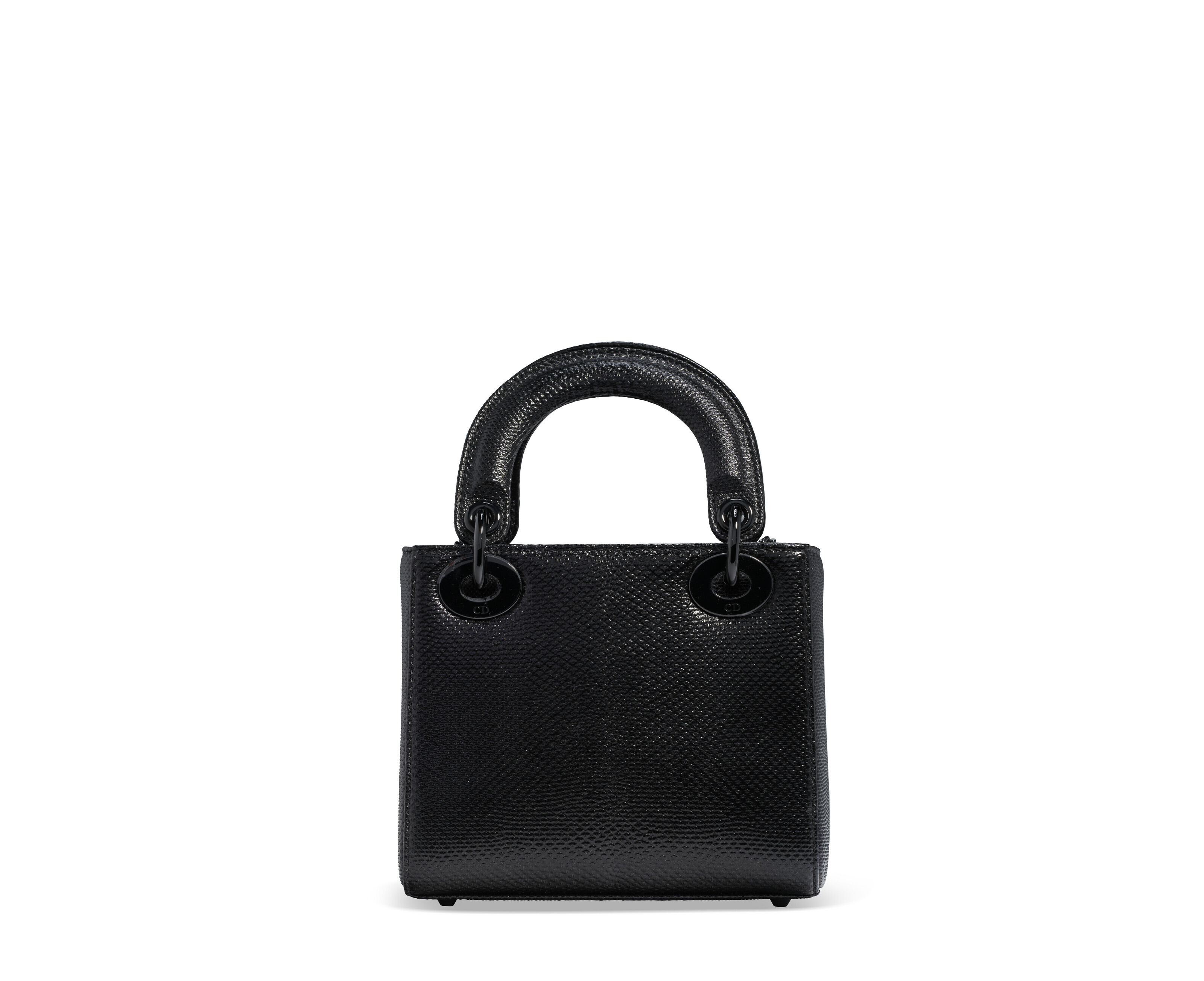 A LIMITED EDITION BLACK GLITTER KARUNG MINI LADY DIOR WITH PVD