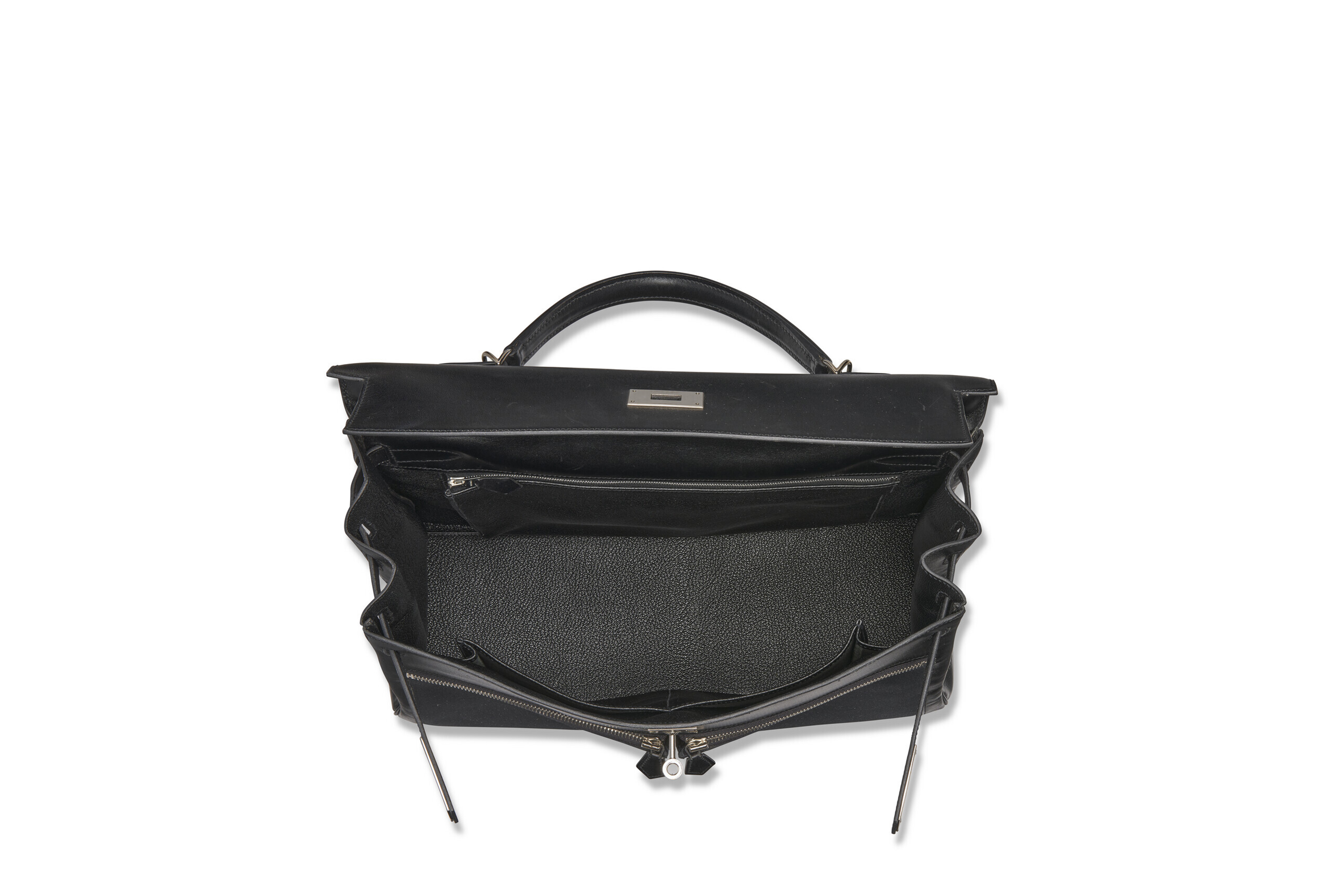 A LIMITED EDITION BLACK CALF BOX LEATHER & TOILE OFFICIER