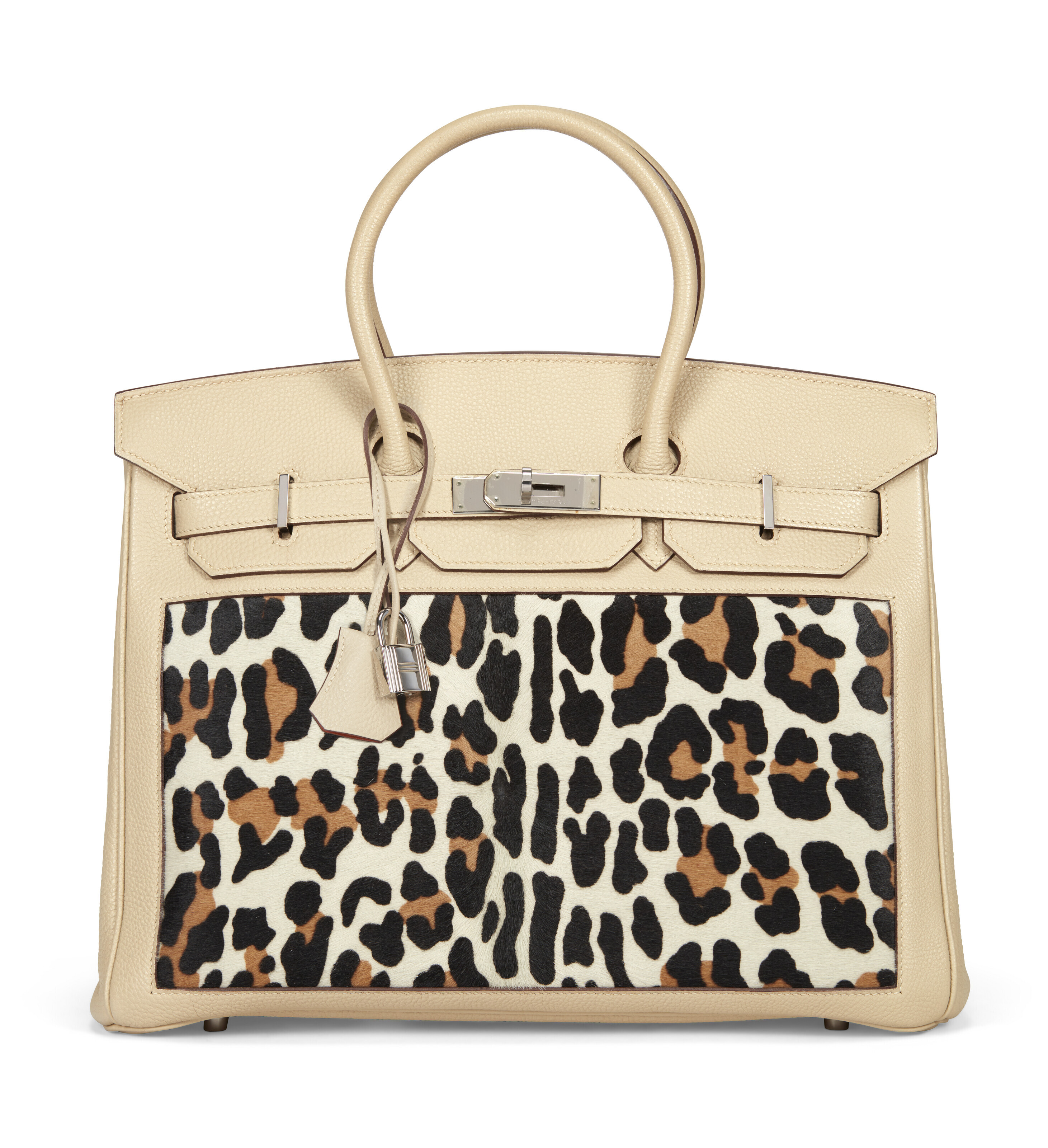 A RARE, LEOPARD PRINT PONY HAIR & PARCHEMIN TOGO LEATHER BIRKIN 35