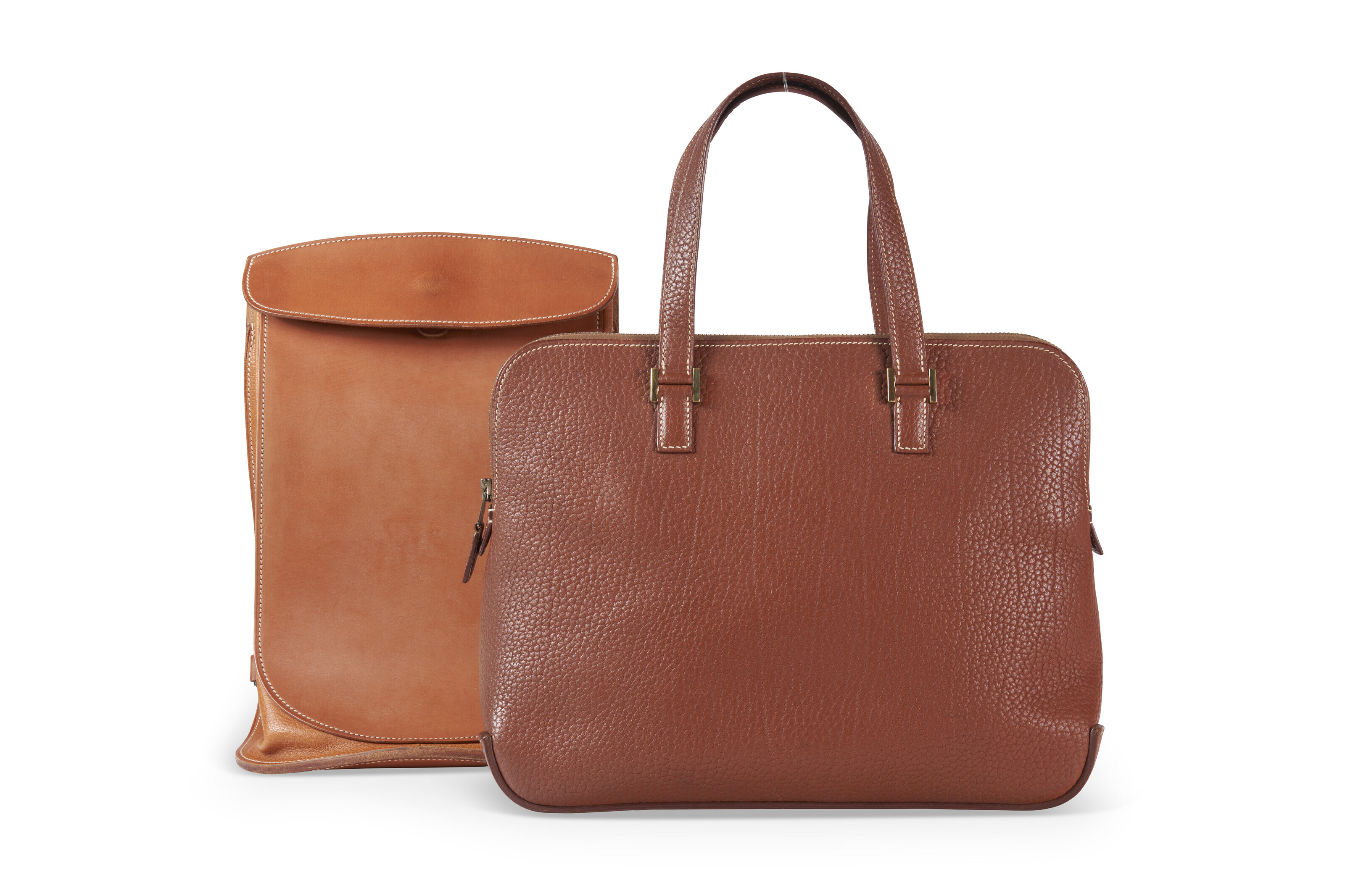 A GOLD SWIFT LEATHER BOUCLE SELLIER WITH PALLADIUM HARDWARE