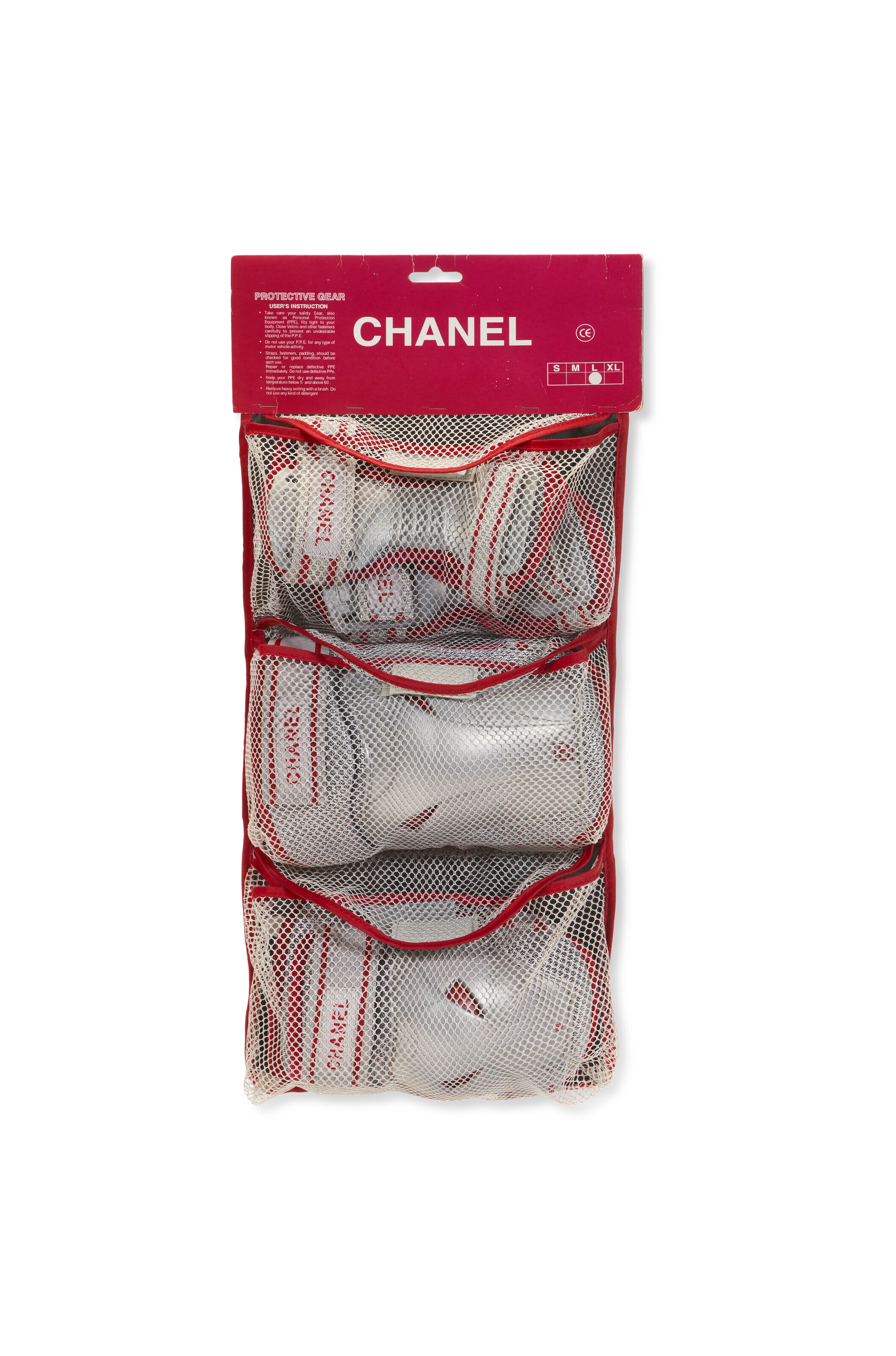 A SET OF PROTECTIVE KNEE, ELBOW & WRIST PADS, CHANEL, CIRCA 2000