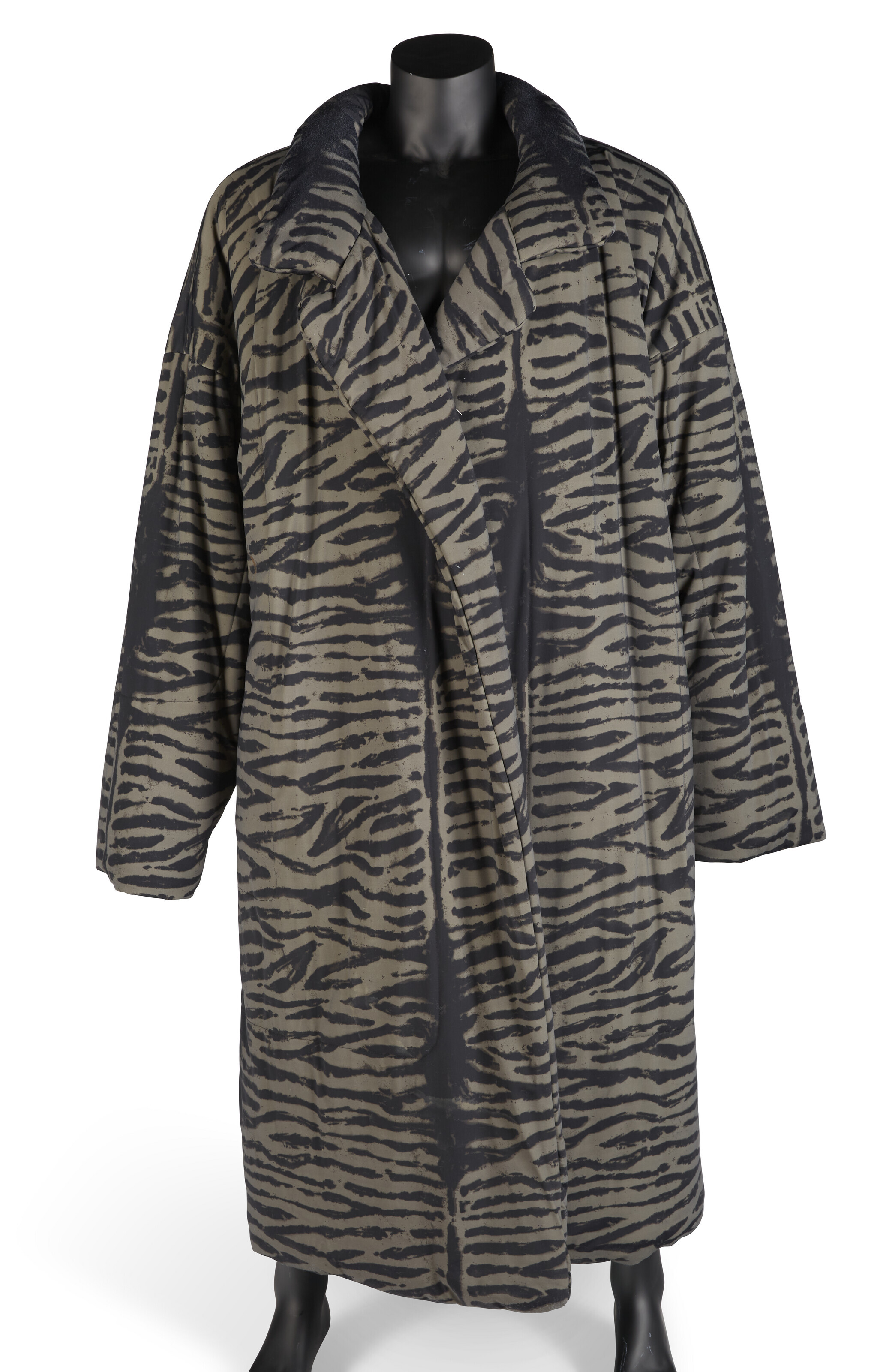 A ZEBRA PRINT REVERSIBLE 'SLEEPING BAG' COAT, NORMA KAMALI, LATE 20TH
