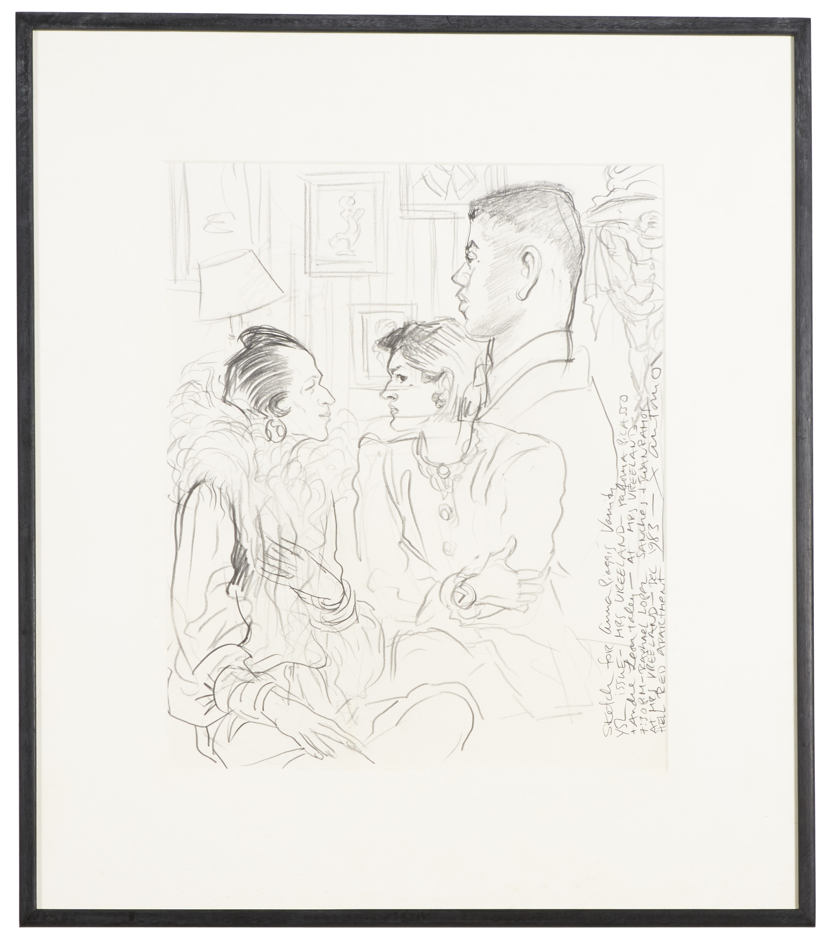 ANTONIO LOPEZ (1944-1987), Sketch of Diana Vreeland, Paloma Picasso and
