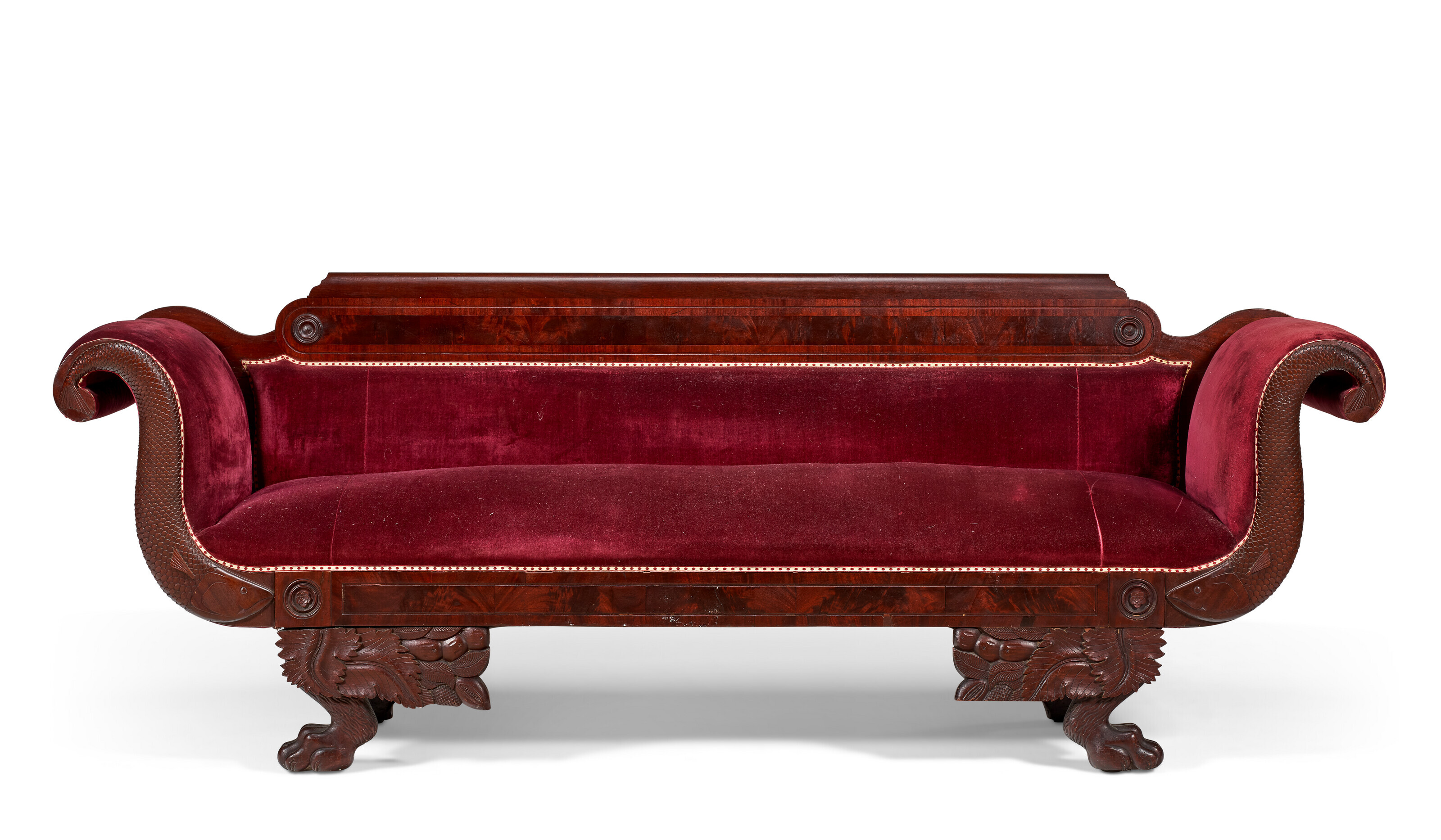 AN AMERICAN EMPIRE STYLE MAHOGANY SOFA, PROBABLY 19TH CENTURY | Christie's, image size:3200x1866