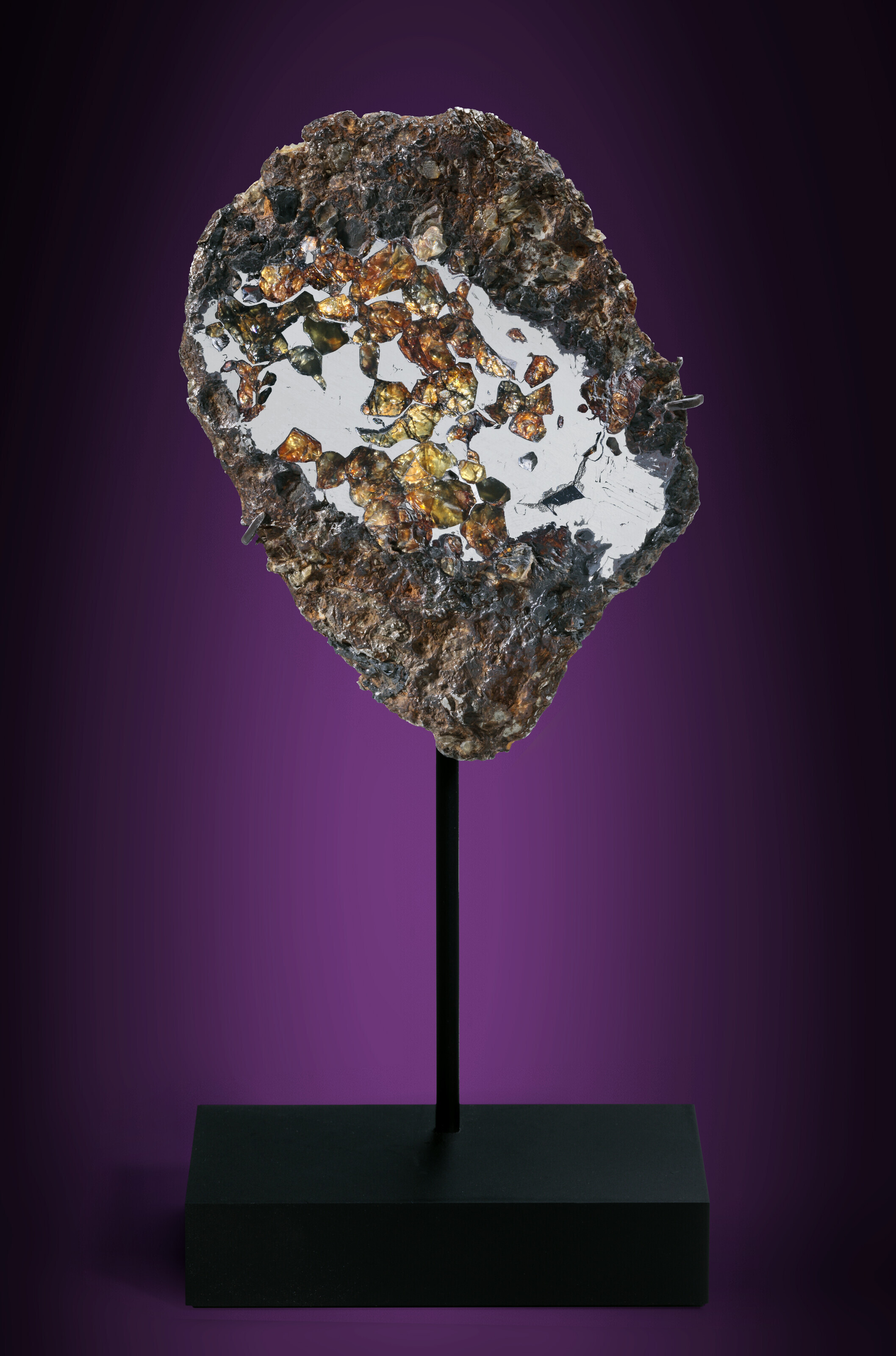 NOTABLE SLICE OF A SEYMCHAN METEORITE, Pallasite – PMG; Magadan