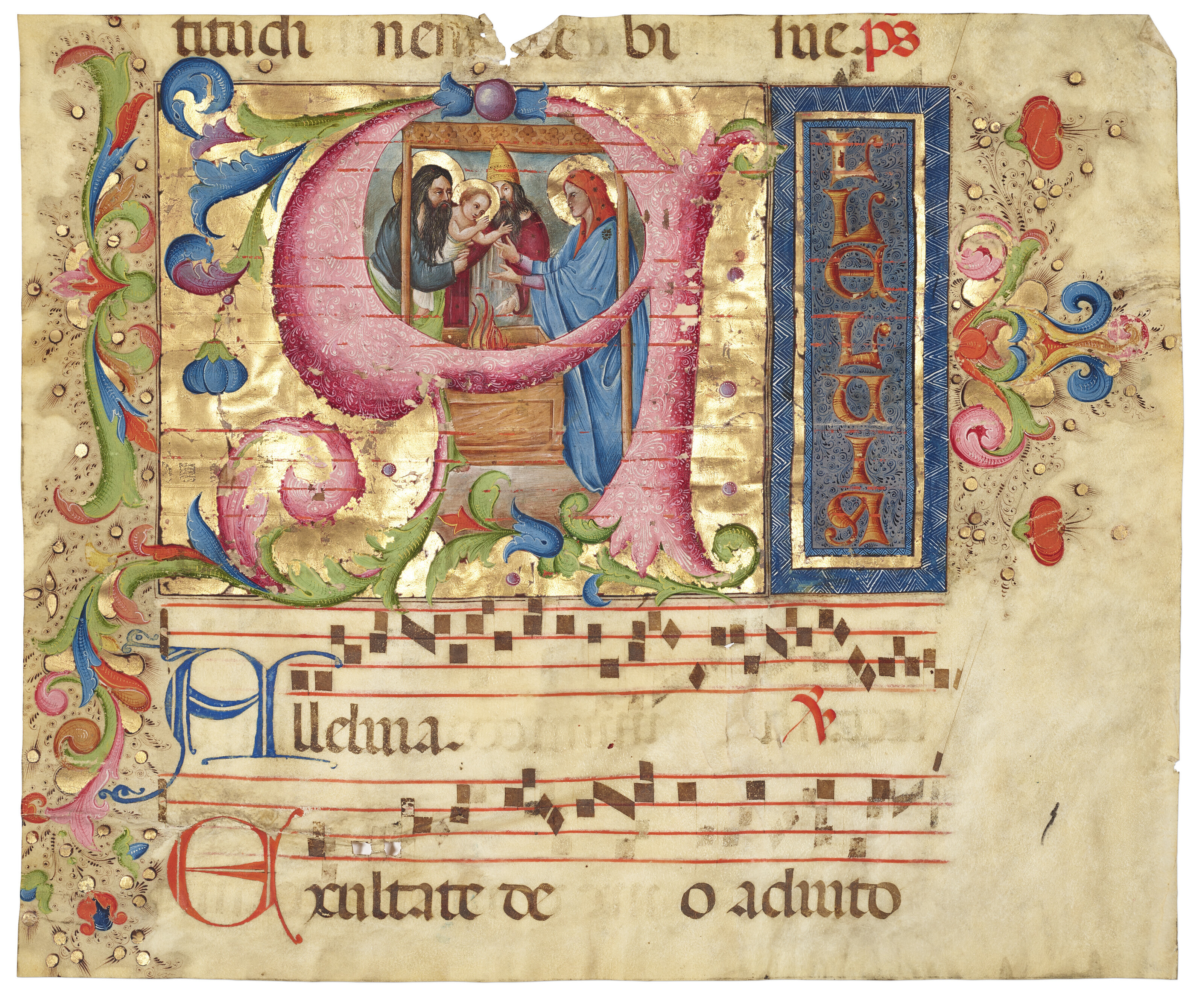 The Presentation in the Temple, on a cutting from a Choirbook, France ...