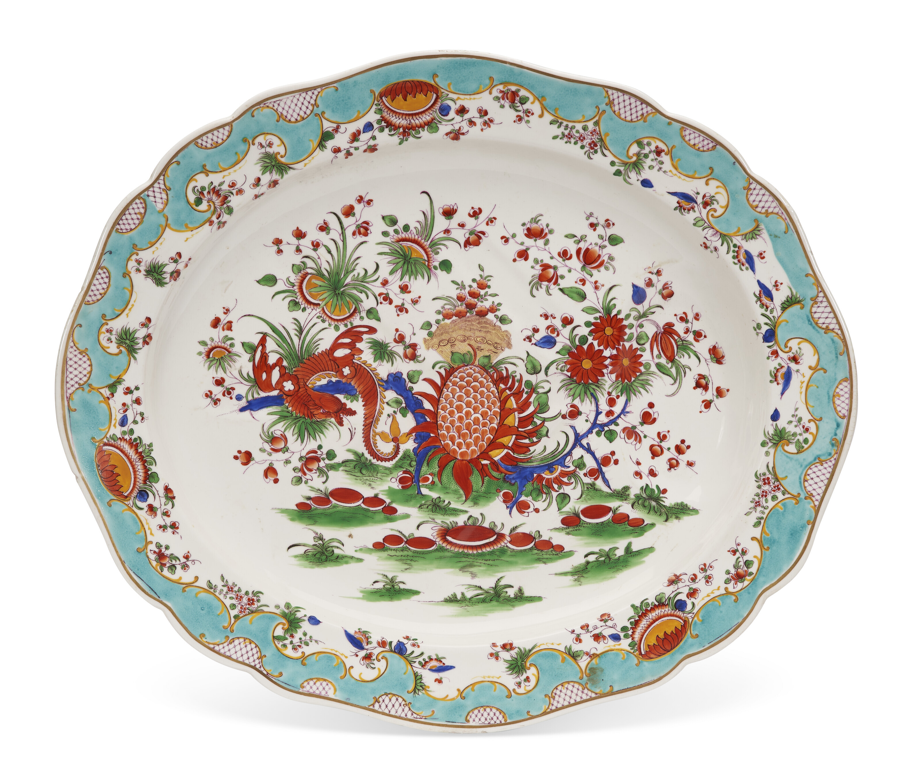 A CHAMBERLAIN'S WORCESTER PORCELAIN 'JABBERWOCKY' PATTERN PART