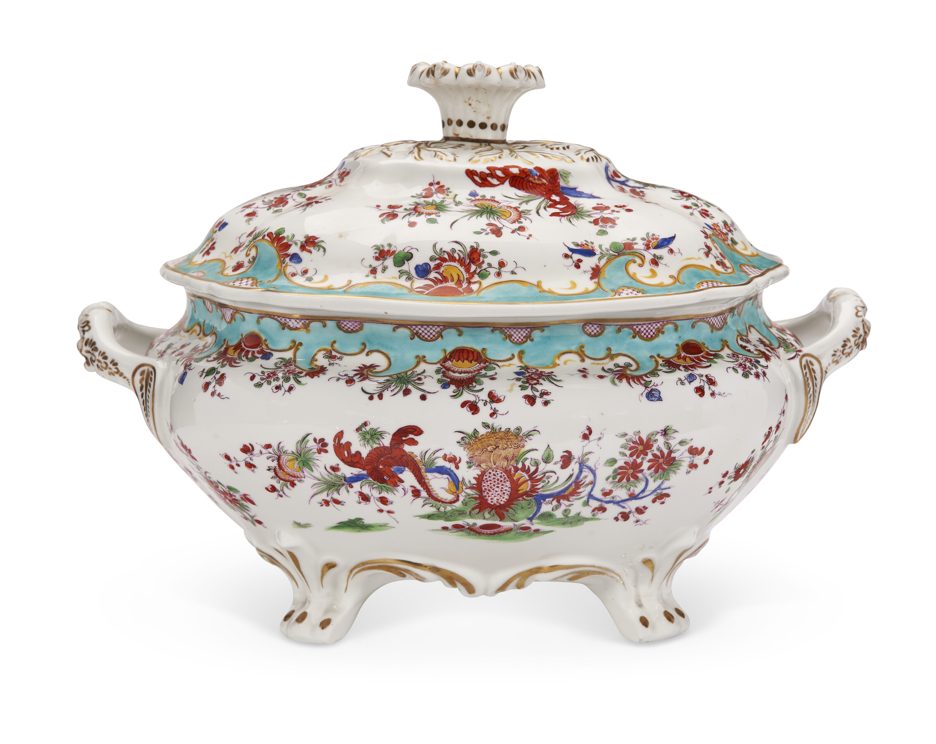A CHAMBERLAIN'S WORCESTER PORCELAIN 'JABBERWOCKY' PATTERN PART