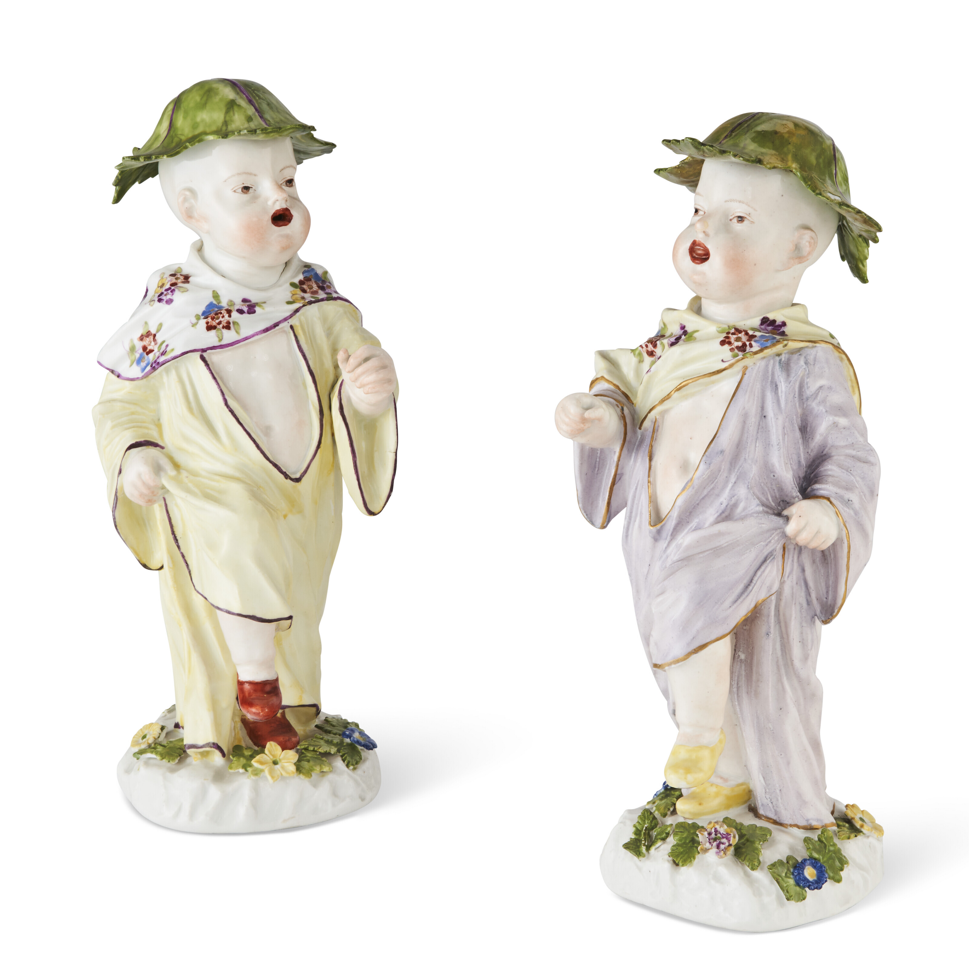 A PAIR OF MEISSEN PORCELAIN FIGURES OF MARCHING BOYS, CIRCA 1755