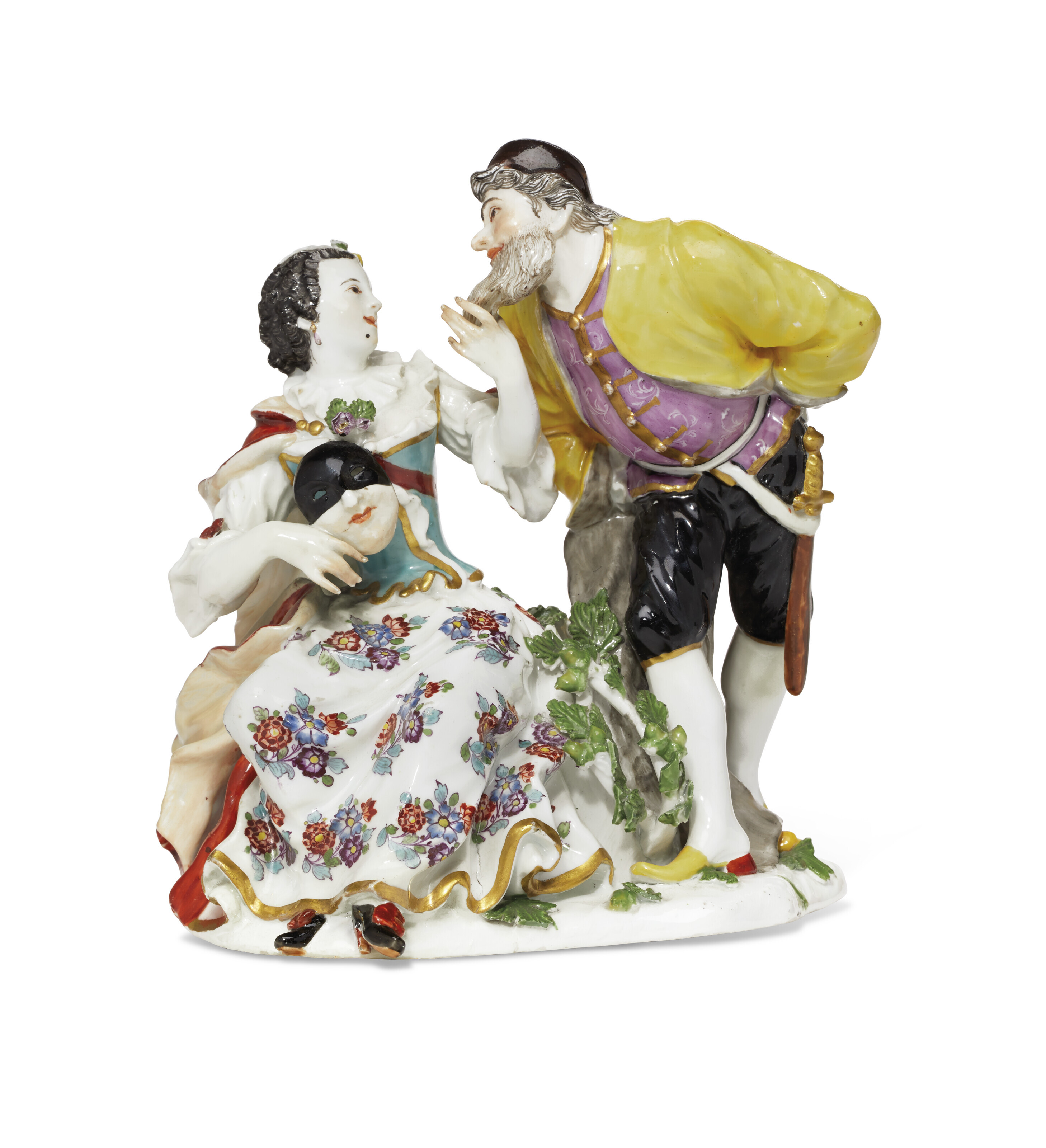 A MEISSEN PORCELAIN COMMEDIA DELL'ARTE GROUP OF COLOMBINE AND