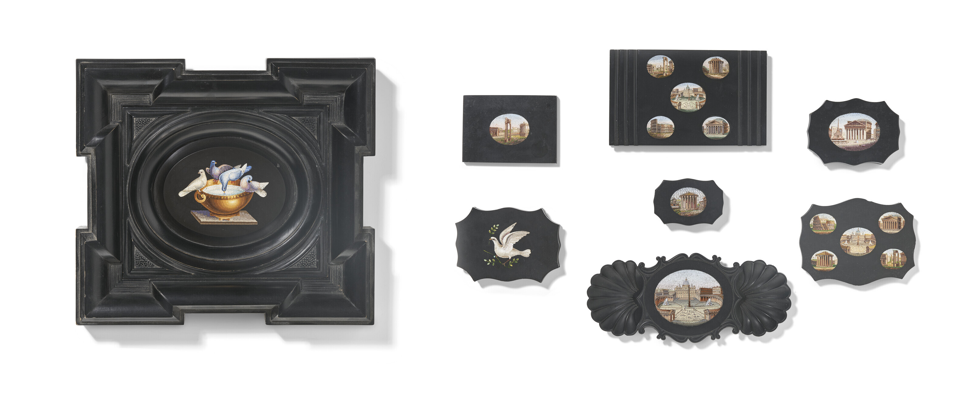 A GROUP OF THREE ROMAN MICROMOSAIC PLAQUES, LATE 19TH CENTURY | Christie’s