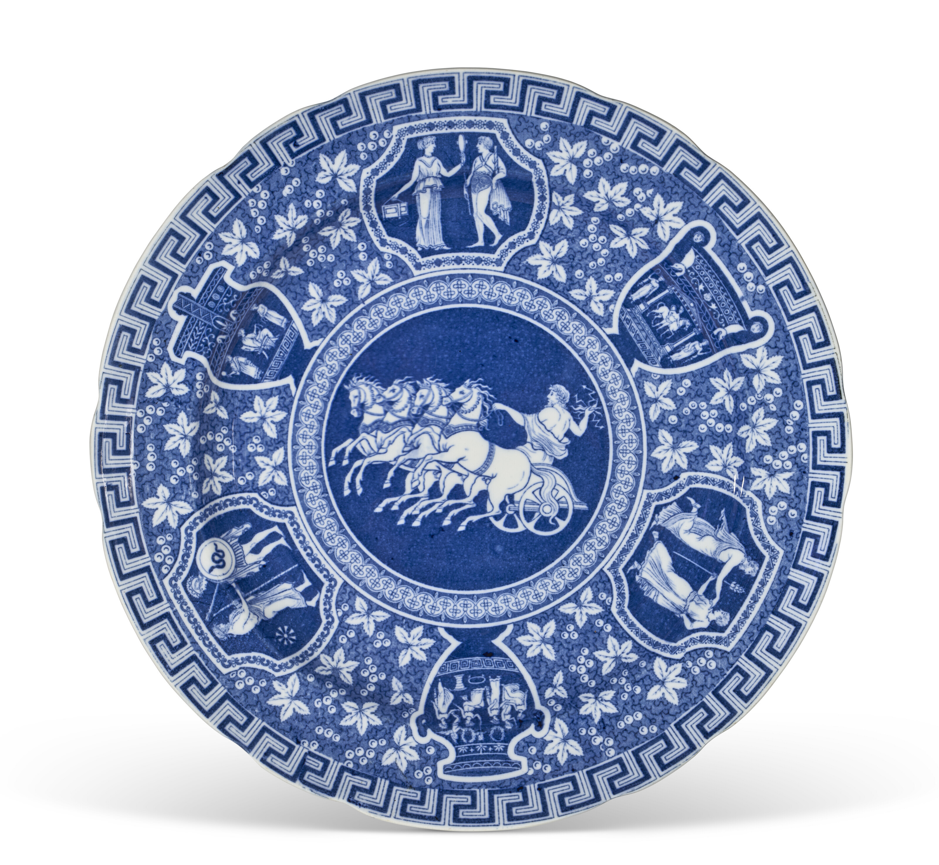 A COPELAND SPODE PORCELAIN BLUE AND WHITE 'GREEK' PATTERN PART