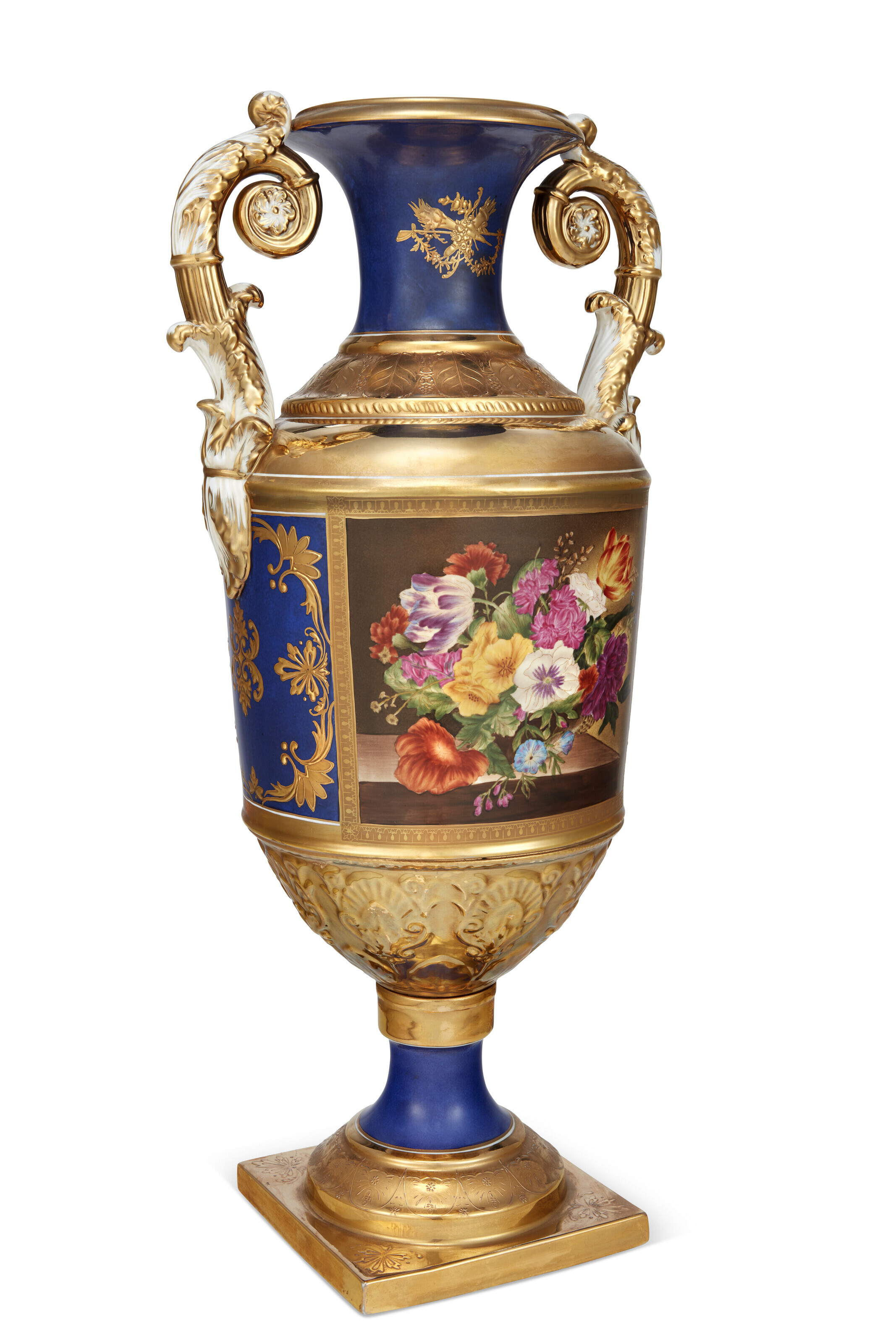 A RUSSIAN TWO-HANDLED PORCELAIN VASE, BY THE GARDNER PORCELAIN