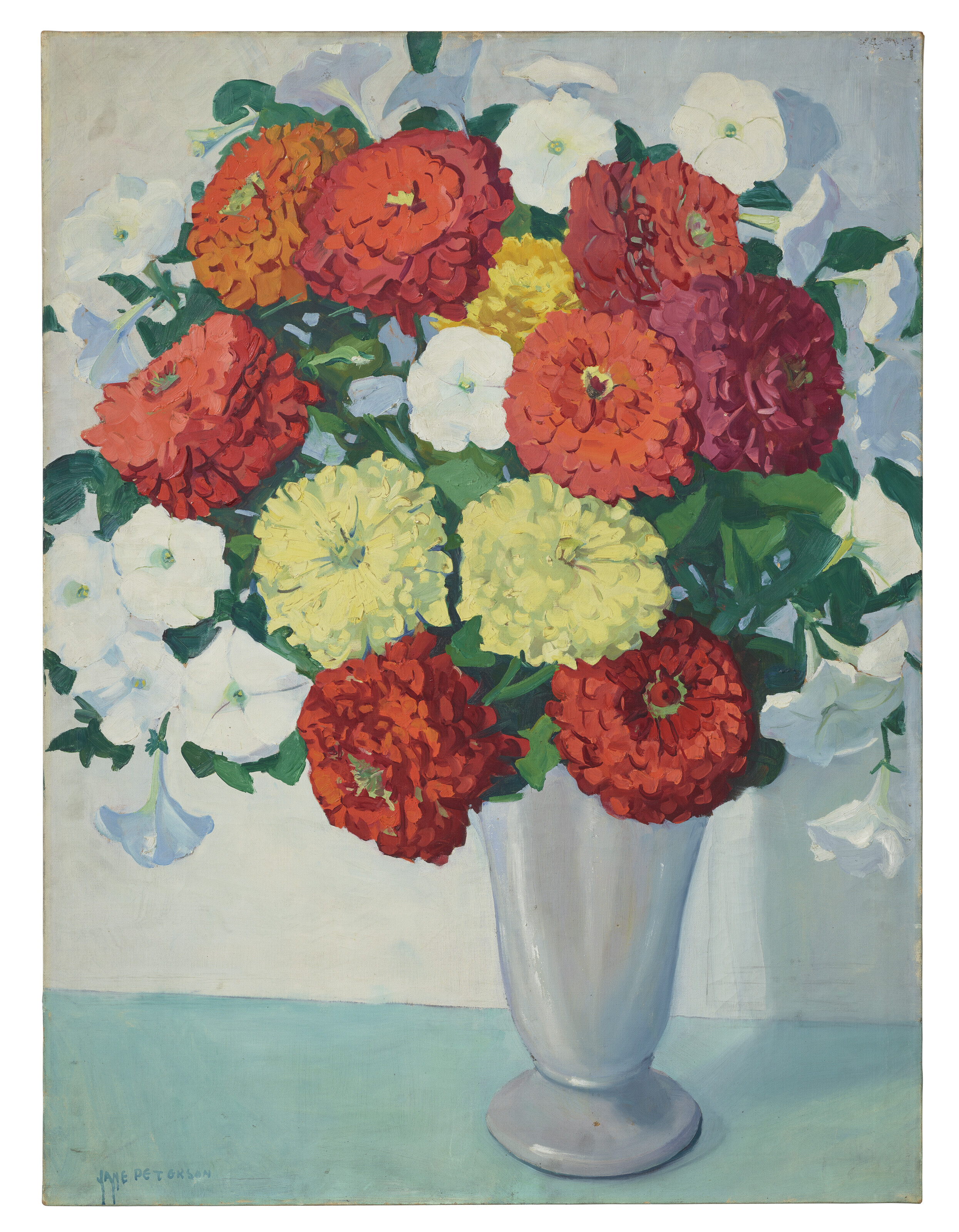 Jane Peterson (American, 1876-1965), Zinnias | Christie’s