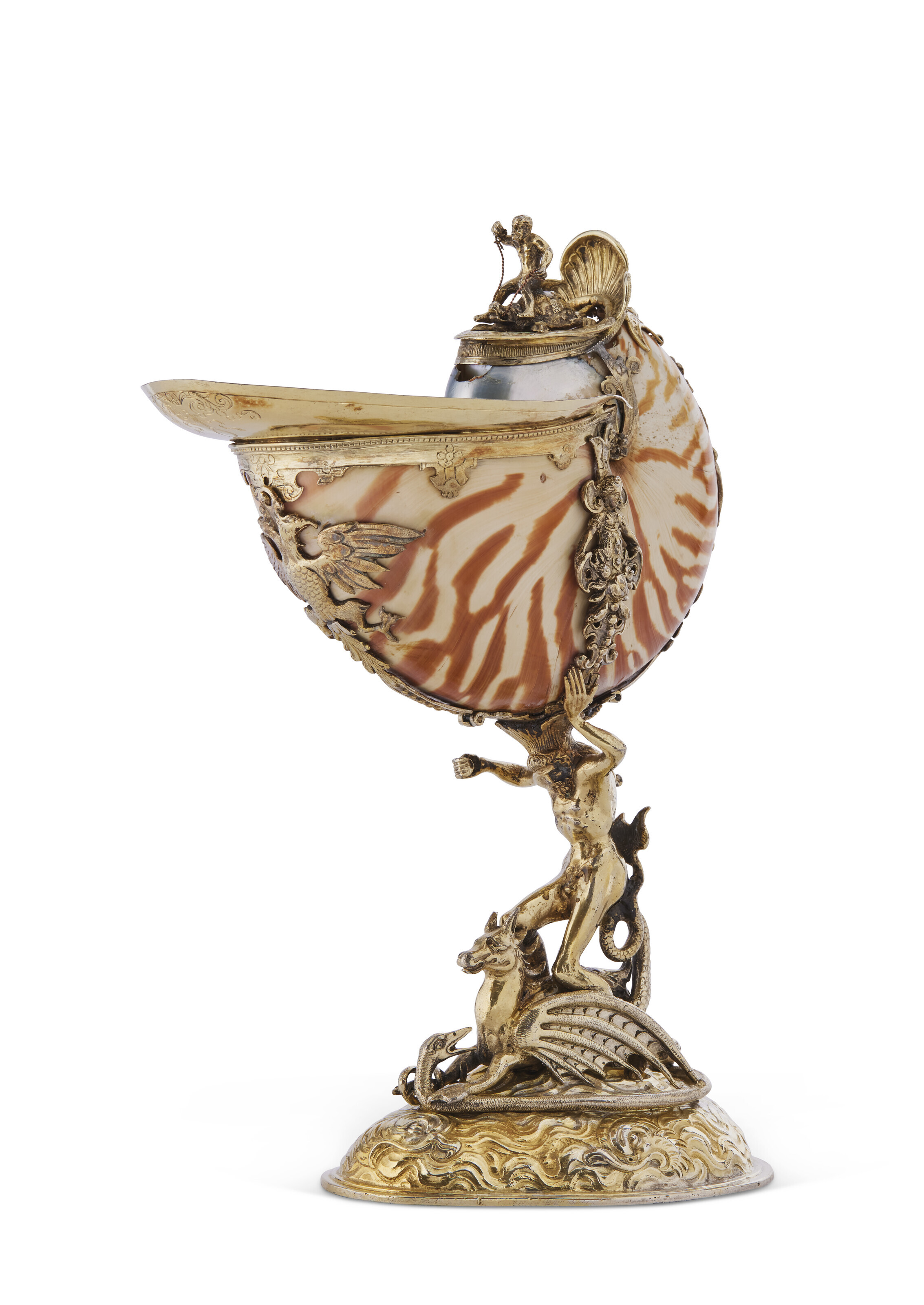 A GERMAN PARCEL-GILT SILVER TANKARD, MARK OF PAUL SOLANIER