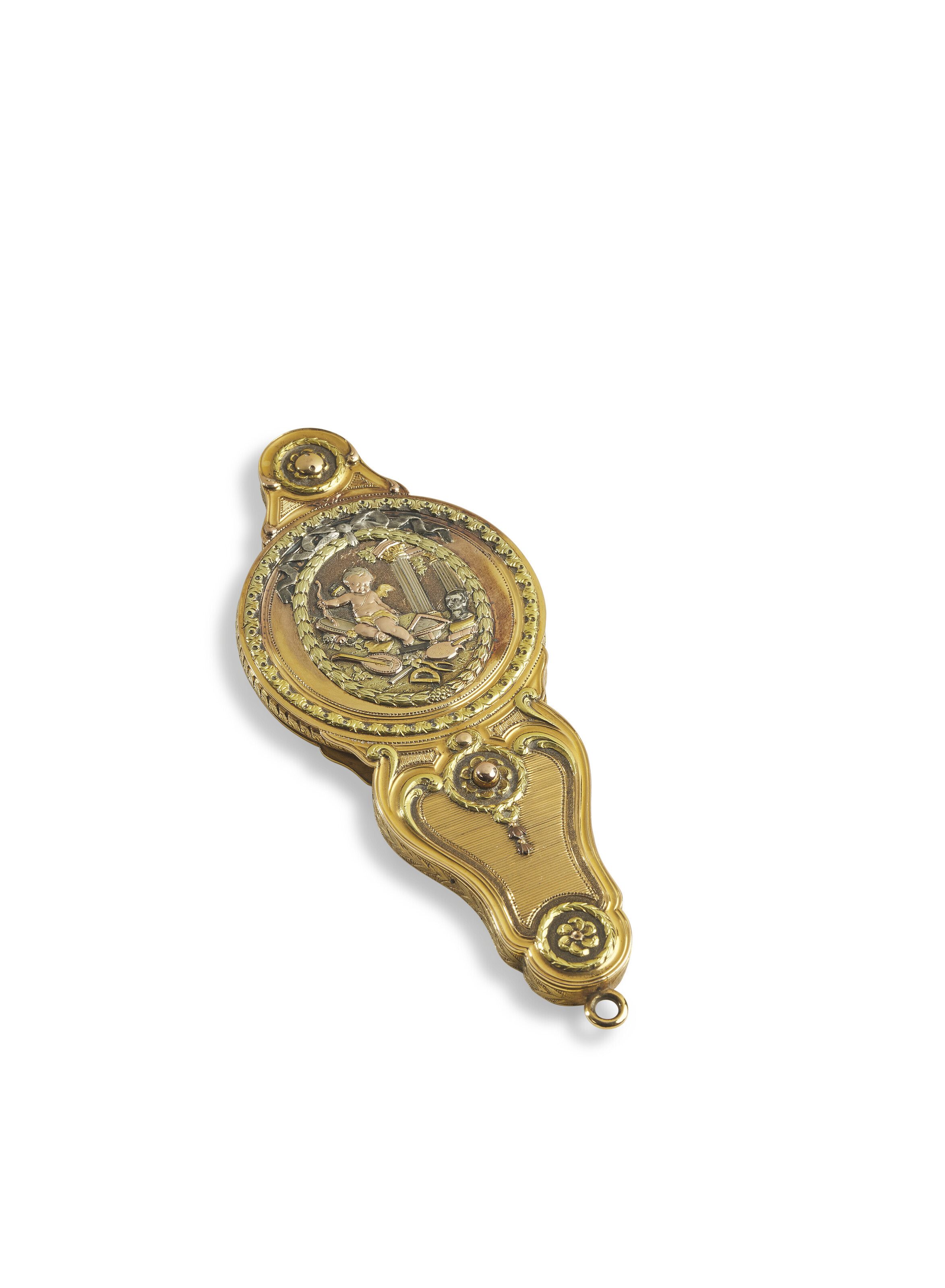A LOUIS XV THREE-COLOR GOLD LORGNETTE, PROBABLY BY JEAN-ANTOINE