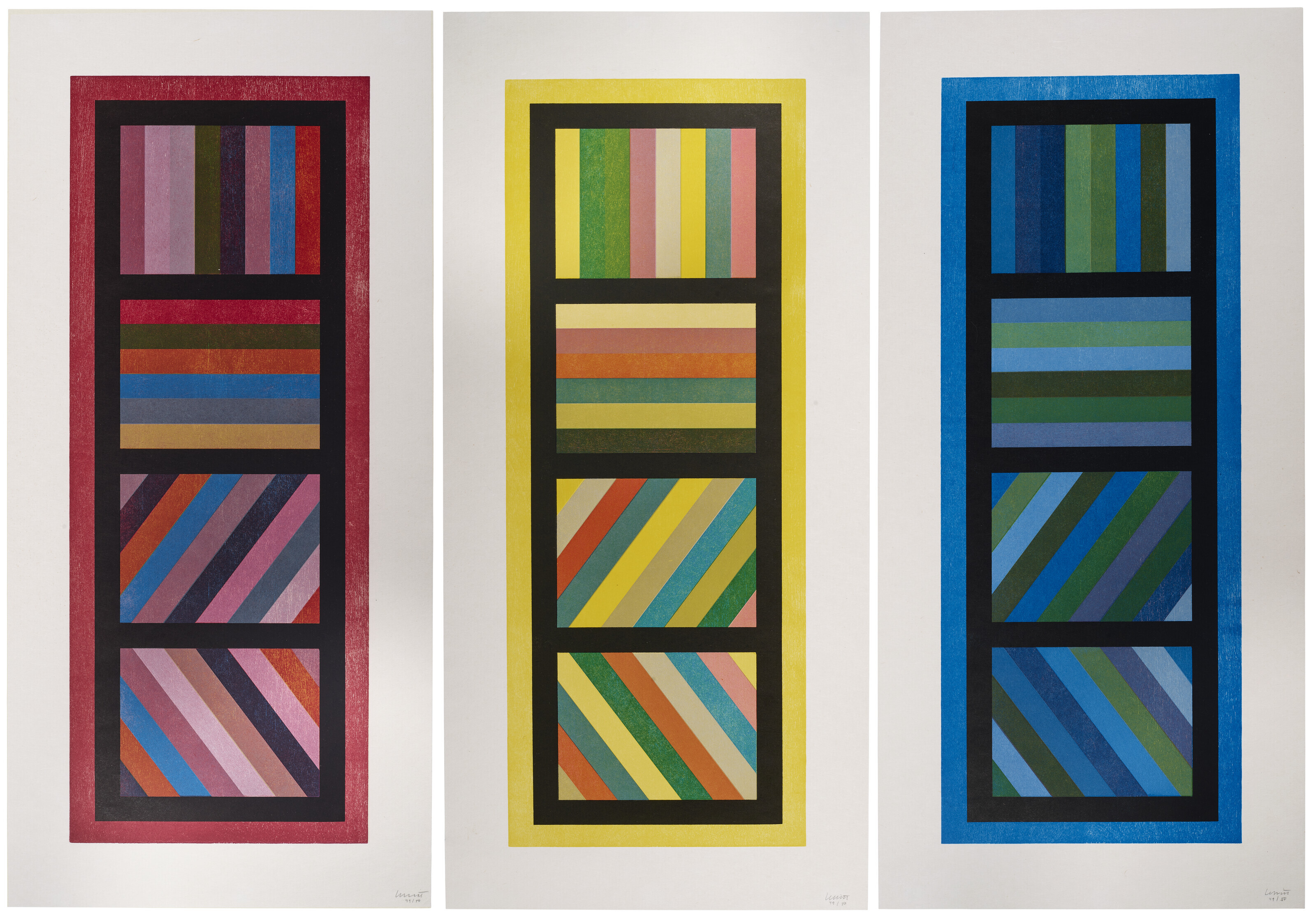 SOL LEWITT (1928-2007), Bands of Color in Four Directions